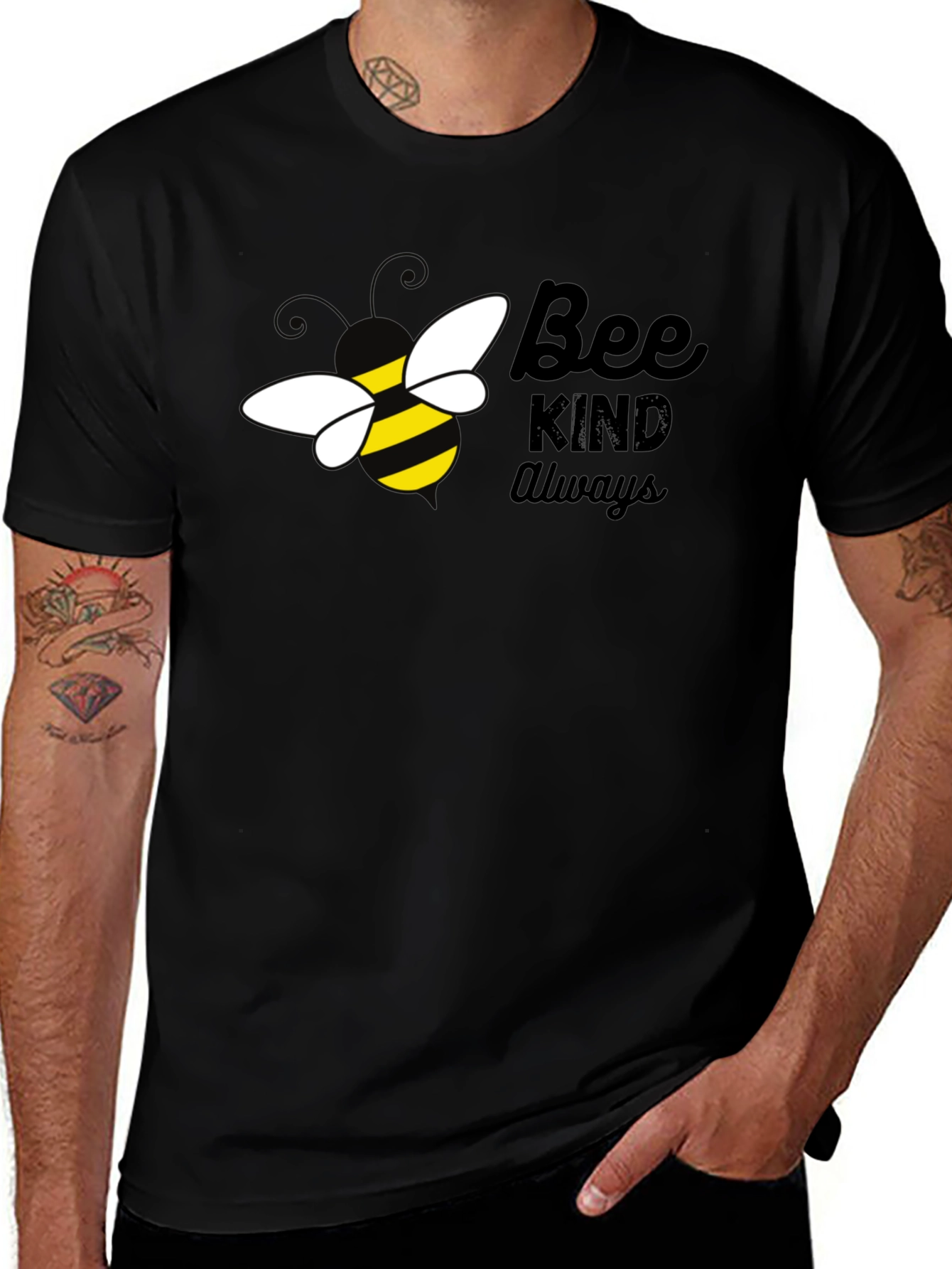 Bee Kind Always Graphic T-Shirt - Black Cotton Tee