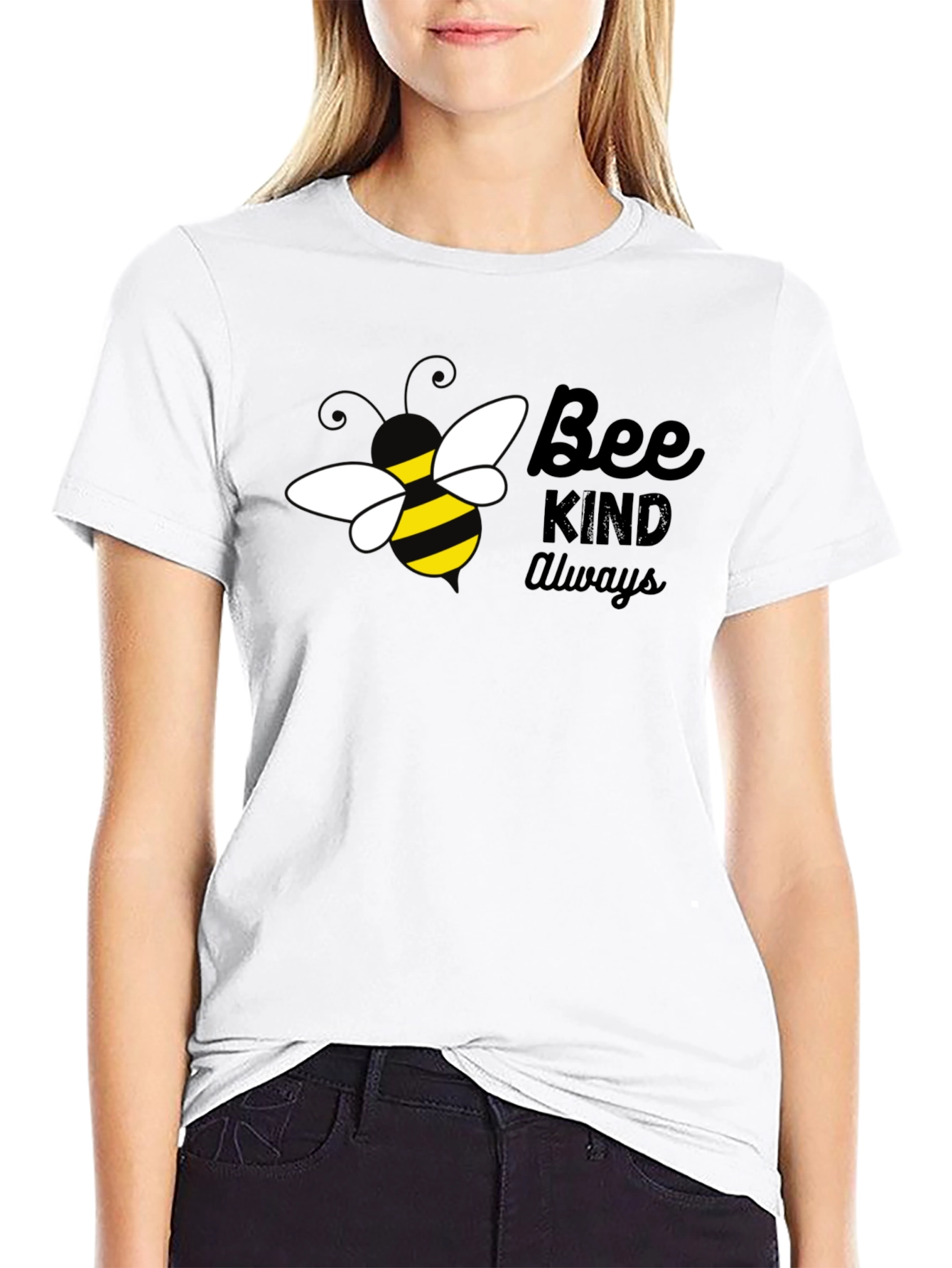 Bee Kind Always Graphic T-Shirt - Black Cotton Tee