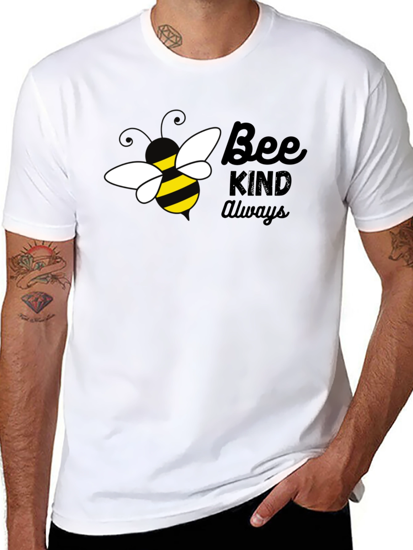 Bee Kind Always Graphic T-Shirt - Black Cotton Tee