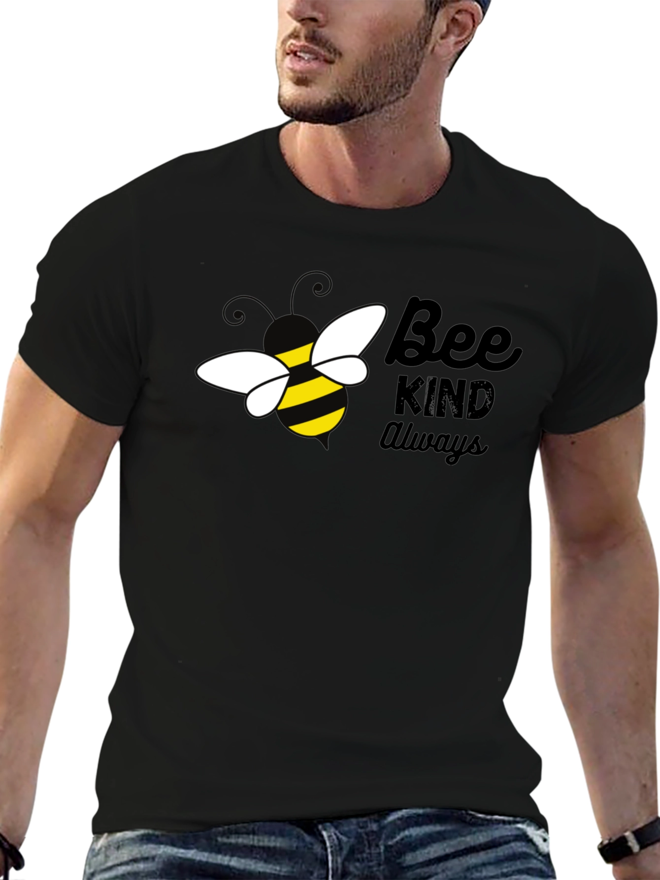 Bee Kind Always Graphic T-Shirt - Black Cotton Tee