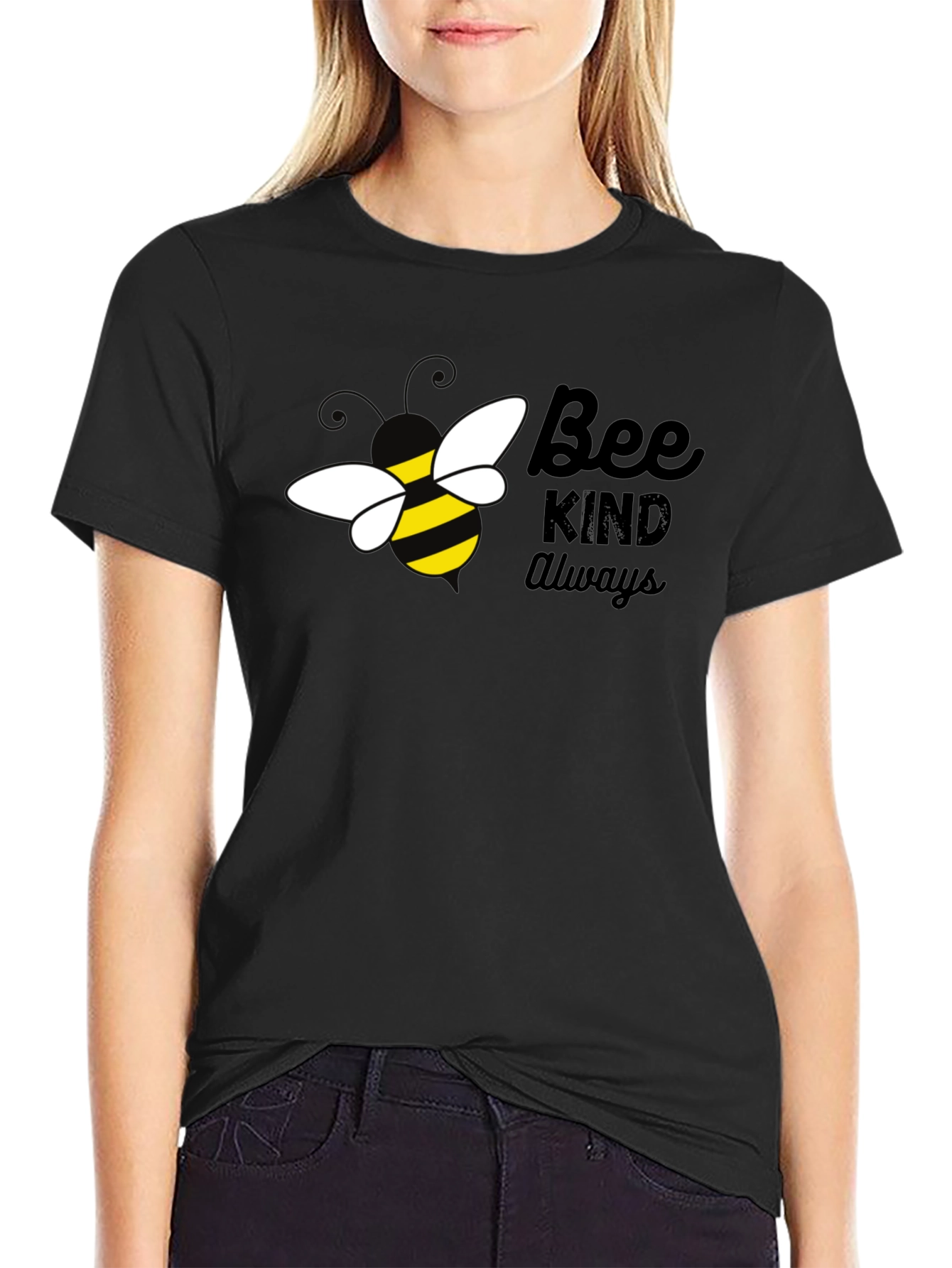 Bee Kind Always Graphic T-Shirt - Black Cotton Tee