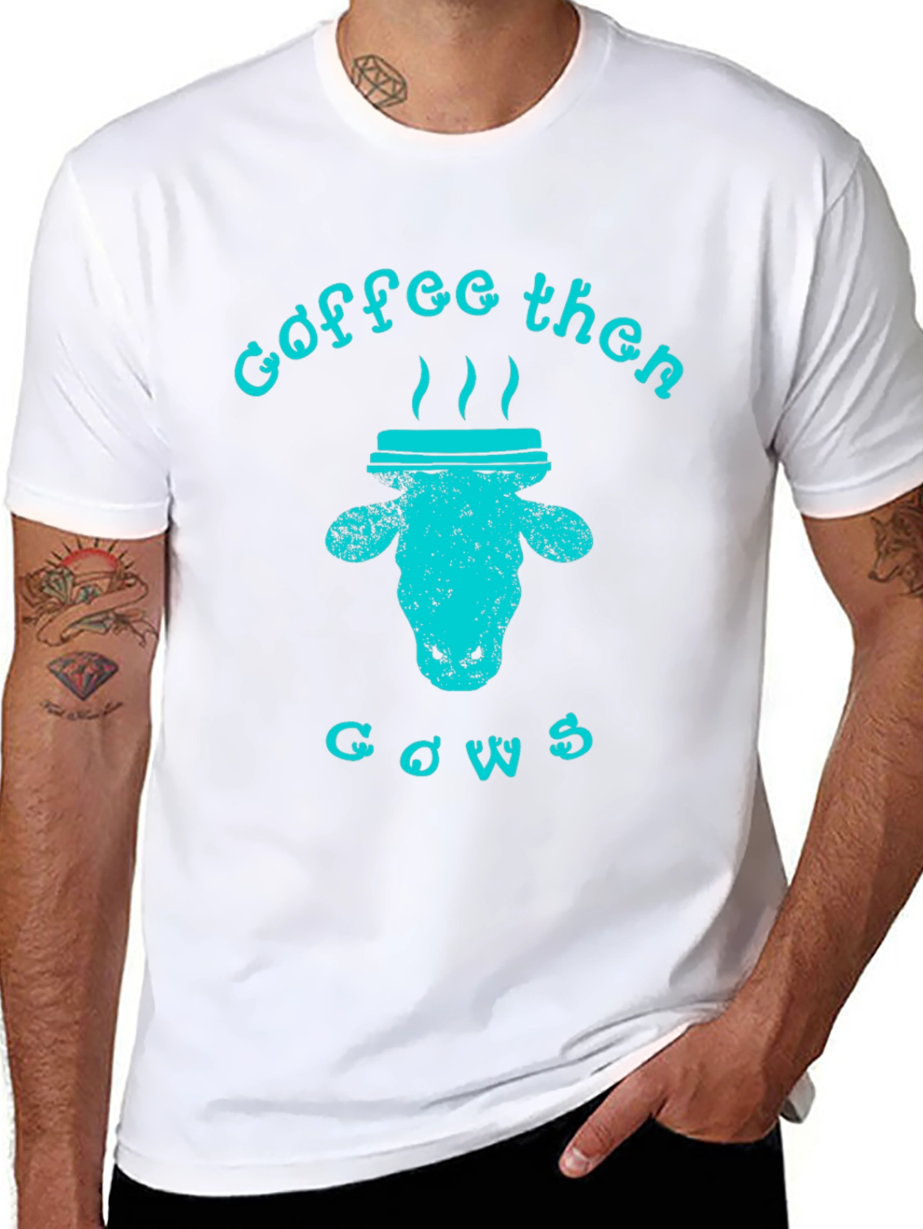 Coffee Then Cows Graphic Tee - Black Unisex T-Shirt