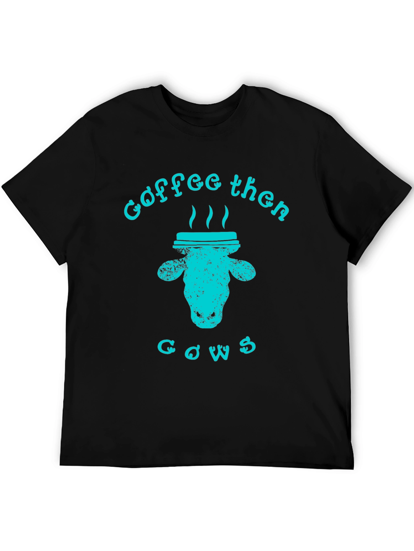 Coffee Then Cows Graphic Tee - Black Unisex T-Shirt