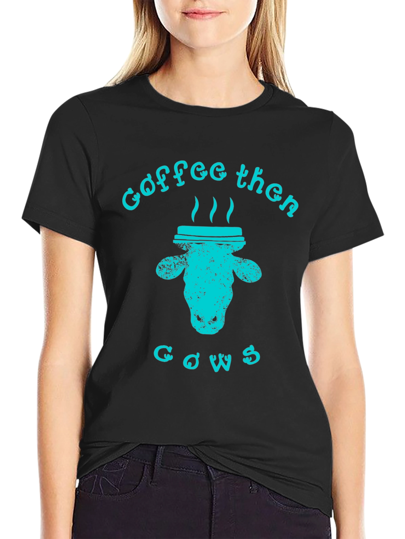 Coffee Then Cows Graphic Tee - Black Unisex T-Shirt