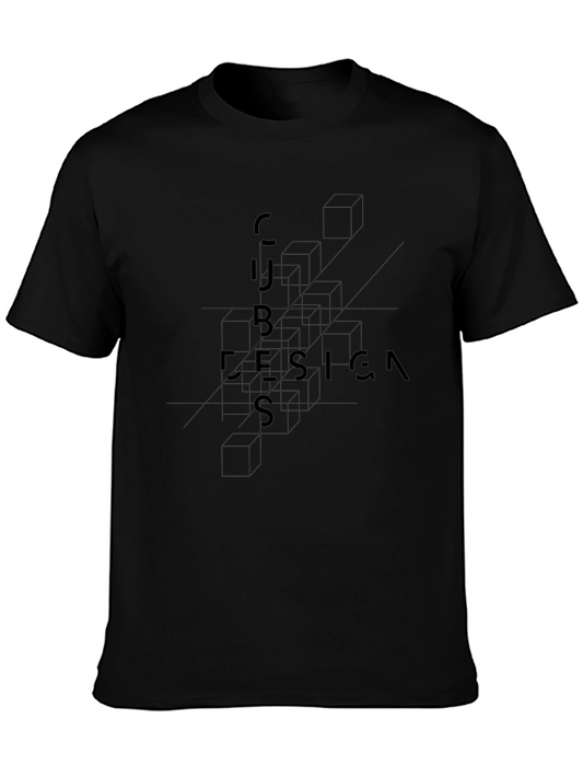 Geometric Cubes Design T-Shirt - Modern Art Tee