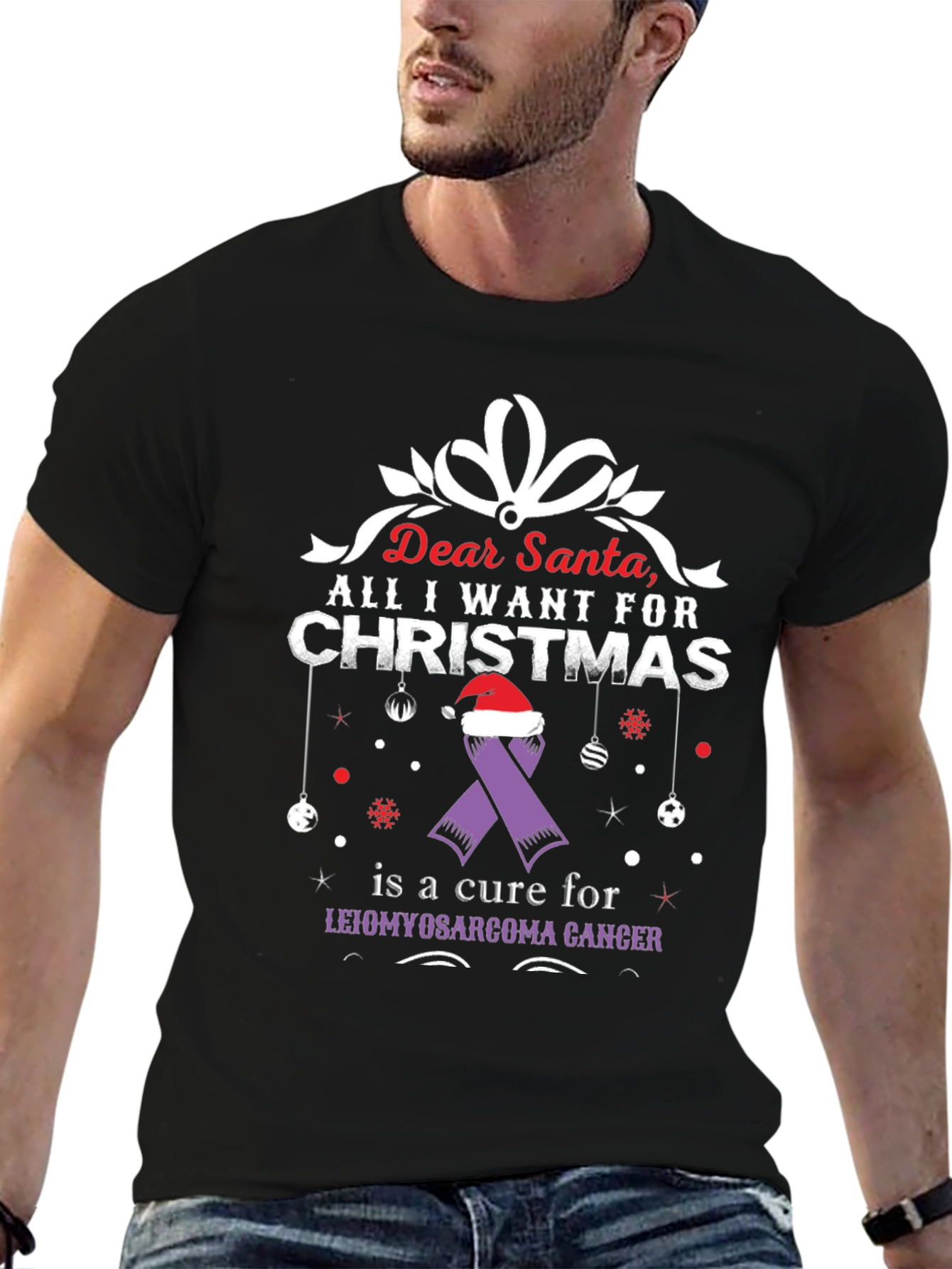 Leiomyosarcoma Cancer Awareness Christmas T-Shirt