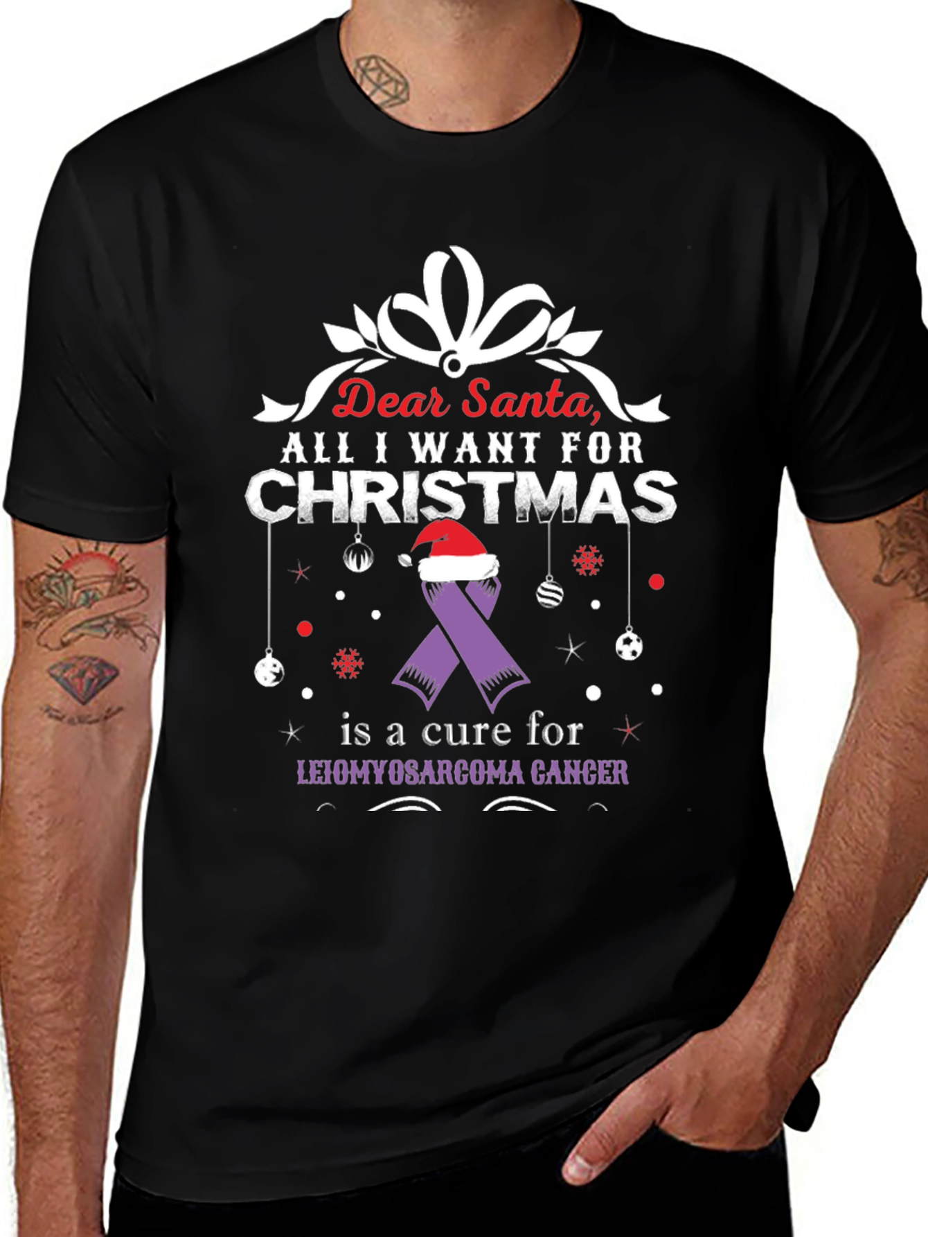 Leiomyosarcoma Cancer Awareness Christmas T-Shirt