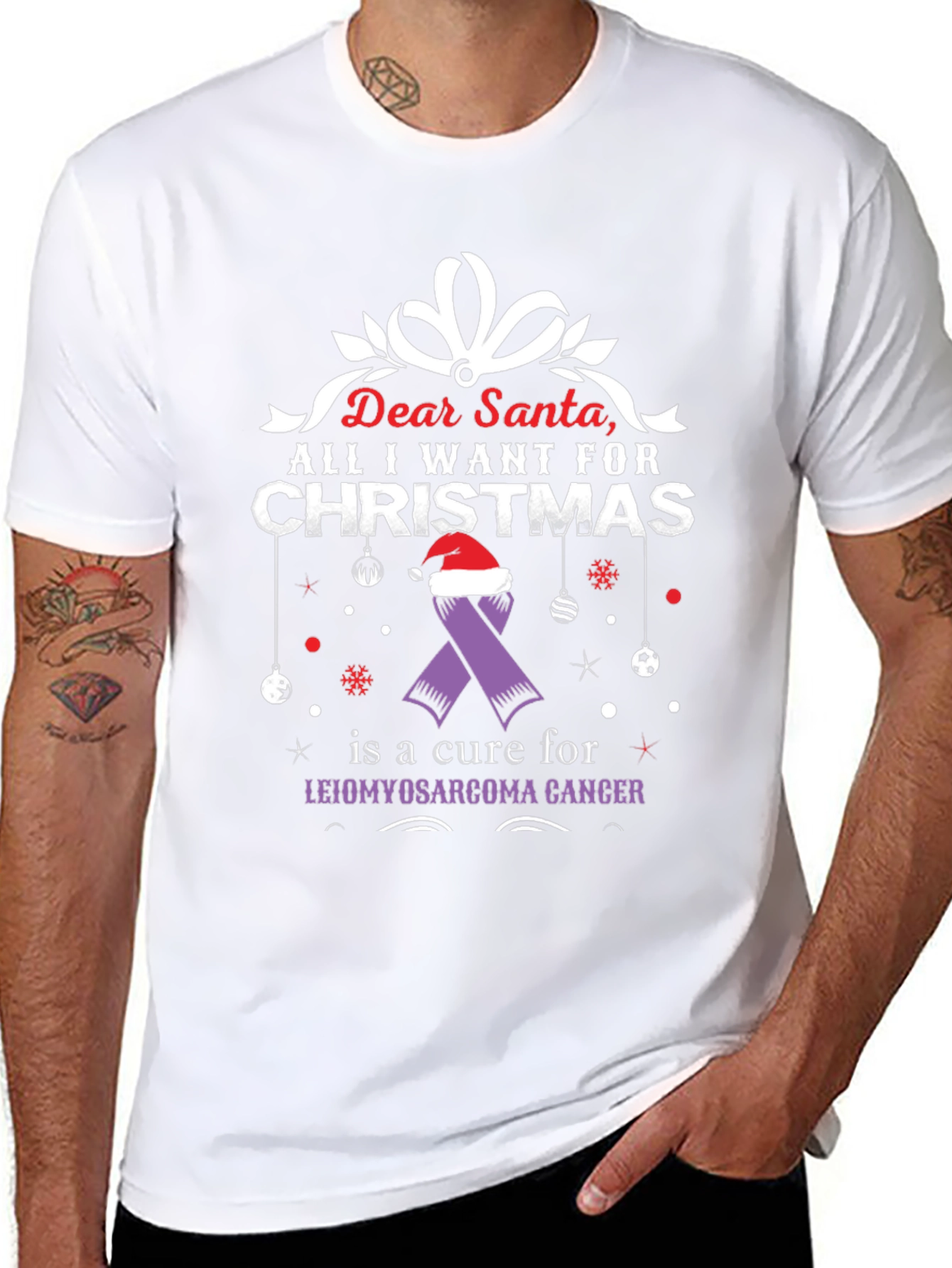 Leiomyosarcoma Cancer Awareness Christmas T-Shirt