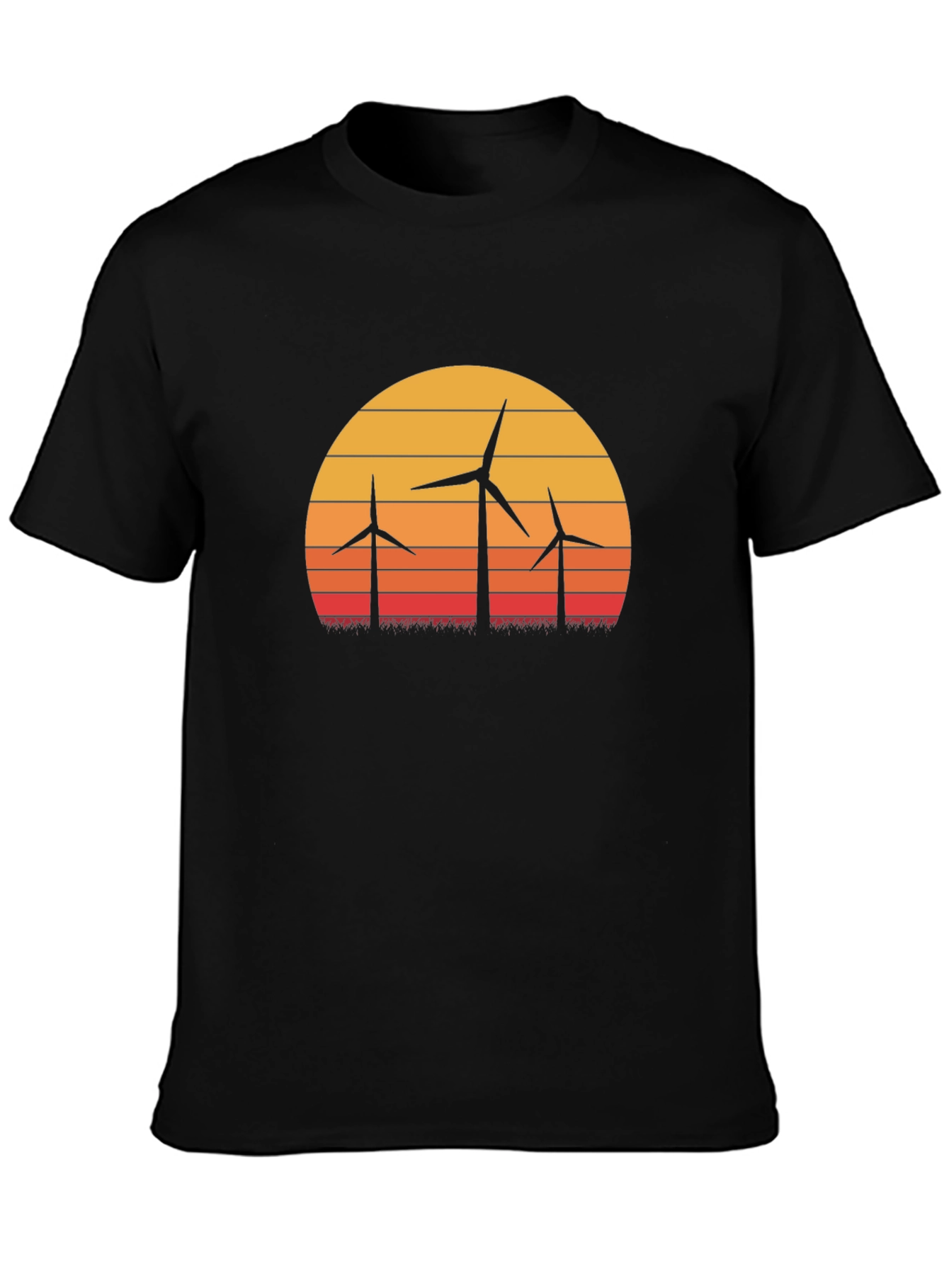 Wind Turbine Sunset Graphic Tee - Eco Friendly Design