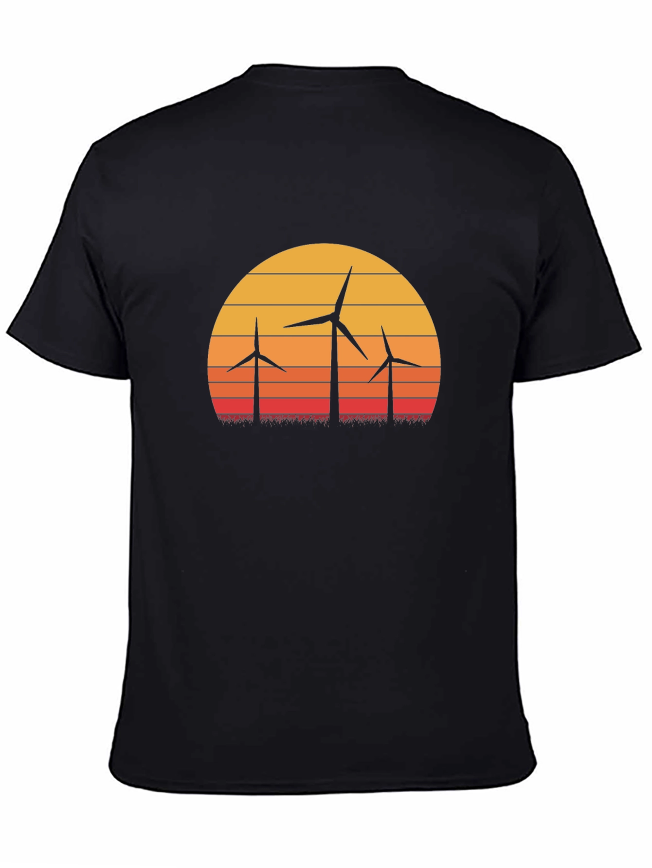 Wind Turbine Sunset Graphic Tee - Eco Friendly Design