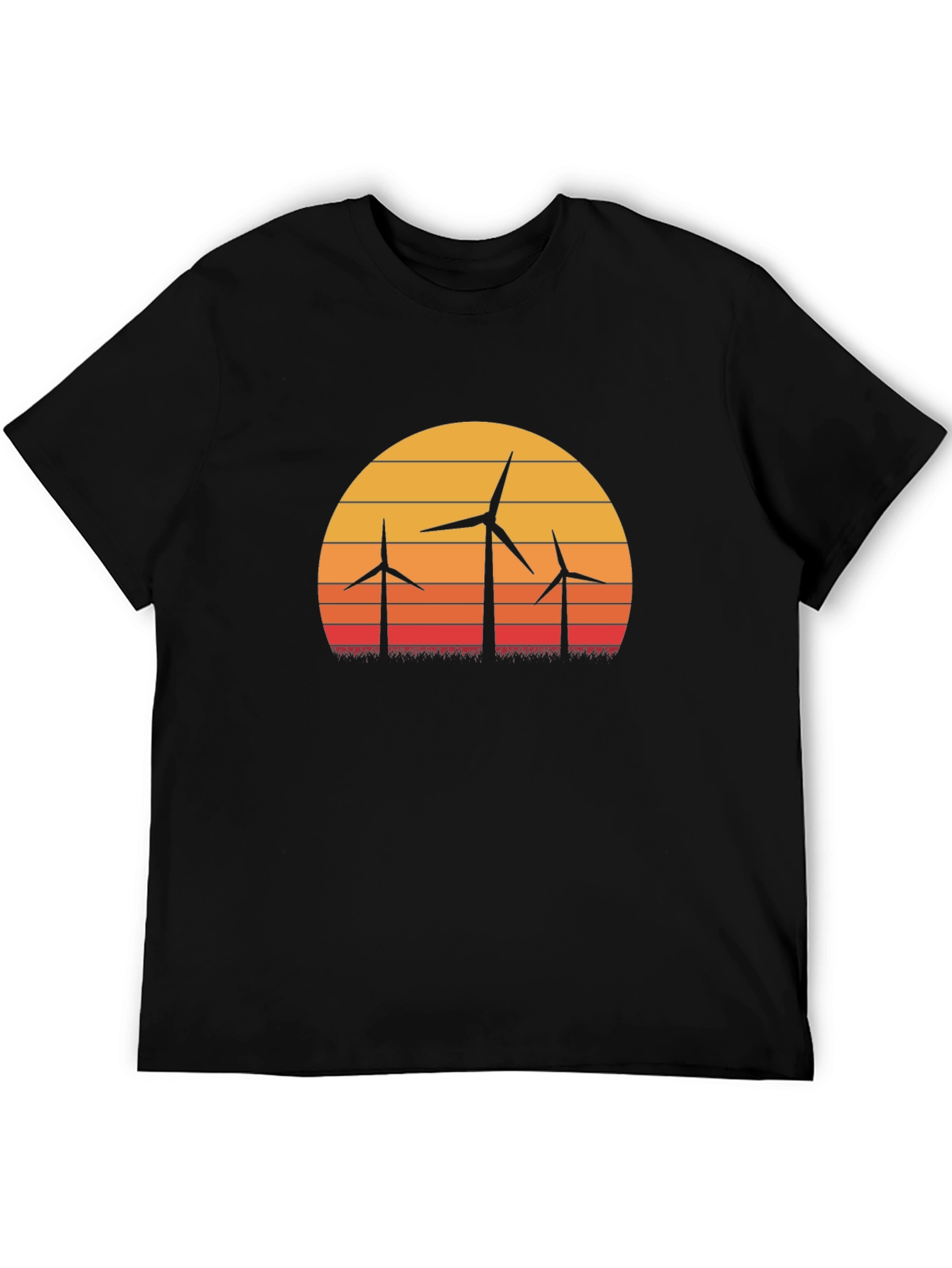 Wind Turbine Sunset Graphic Tee - Eco Friendly Design