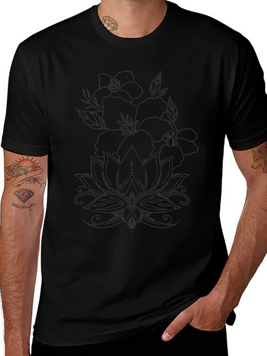 Black Floral Lotus Graphic Tee