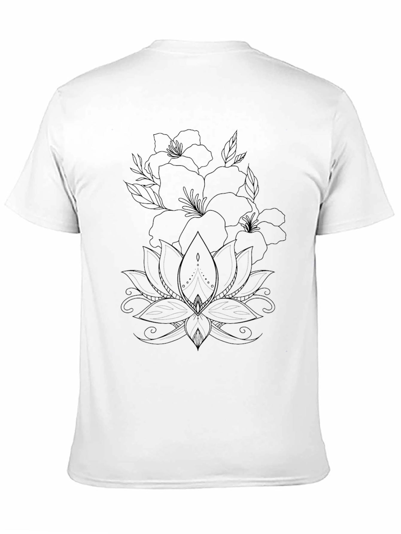 Black Floral Lotus Graphic Tee