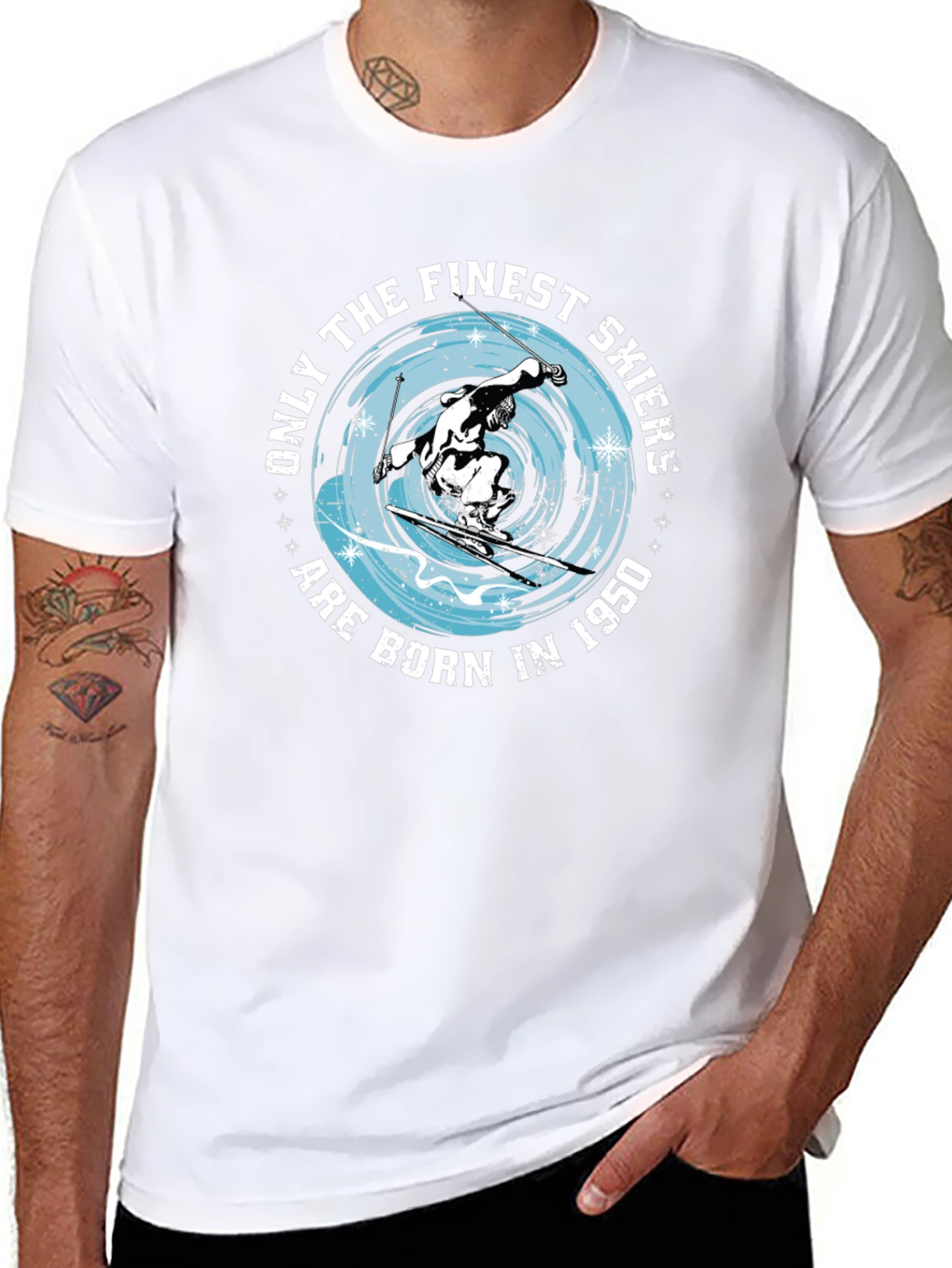 Finest Skiers Born in 1950 Black T-Shirt