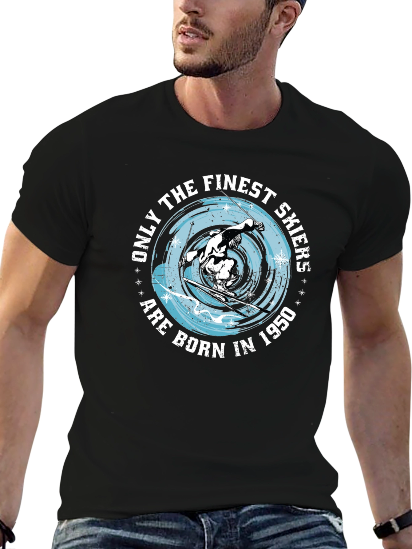 Finest Skiers Born in 1950 Black T-Shirt