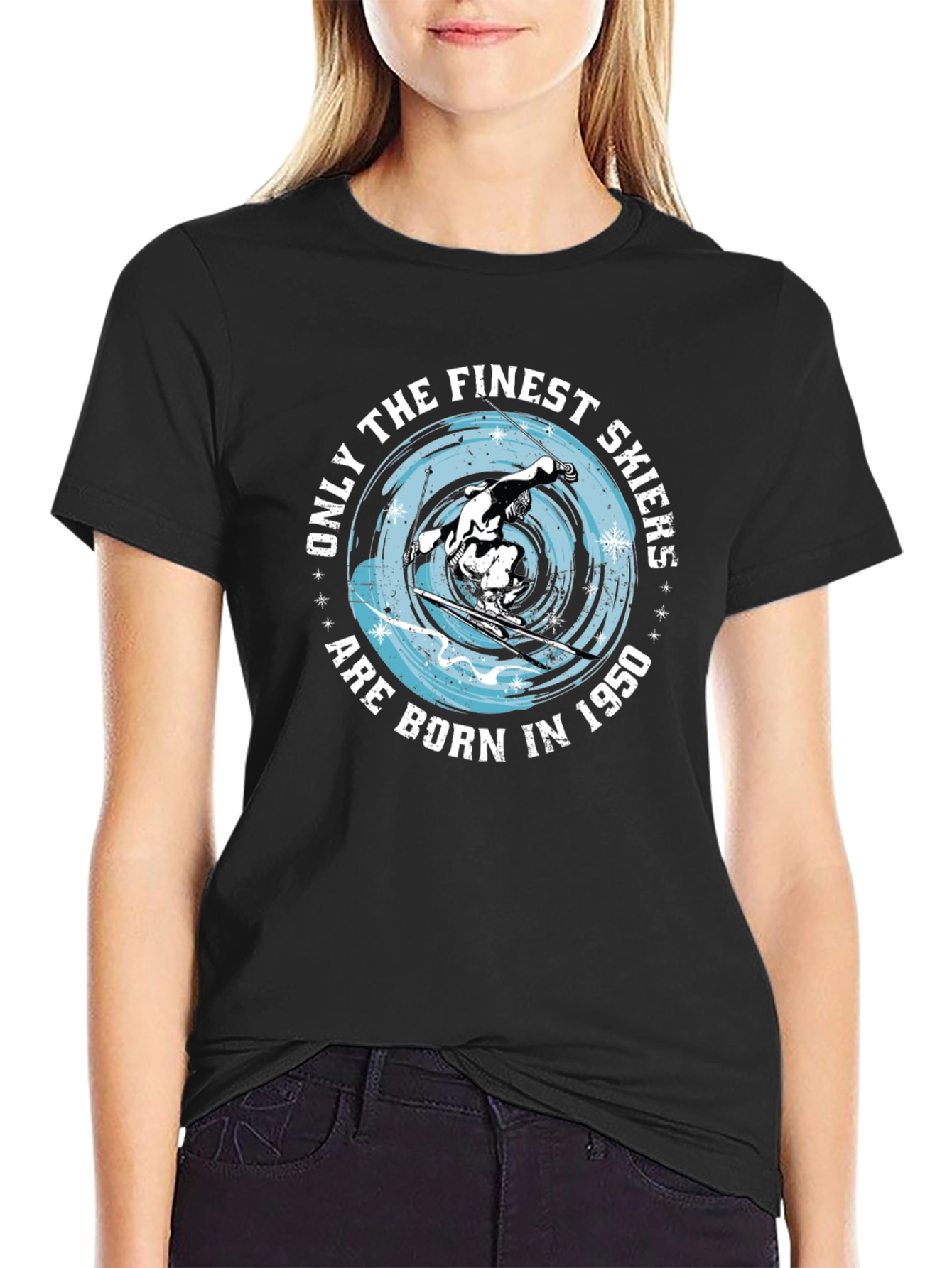 Finest Skiers Born in 1950 Black T-Shirt