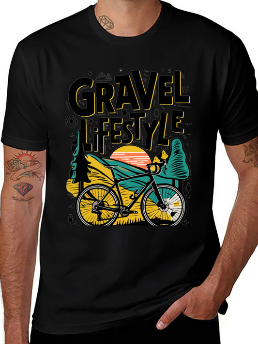 Gravel Lifestyle Black T-Shirt Cycling Adventure Tee