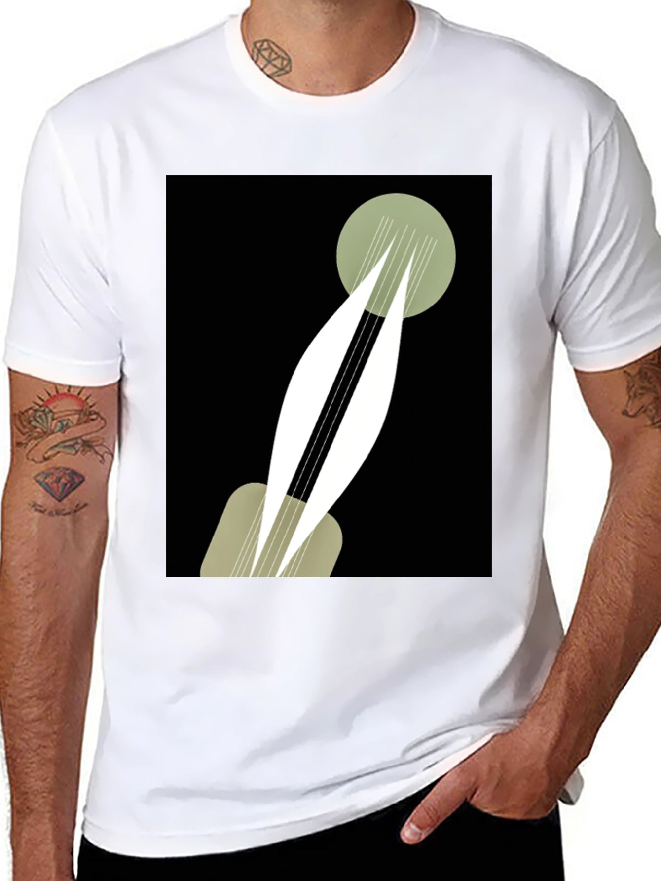 Abstract Geometric Guitar T-Shirt - Modern Art Design