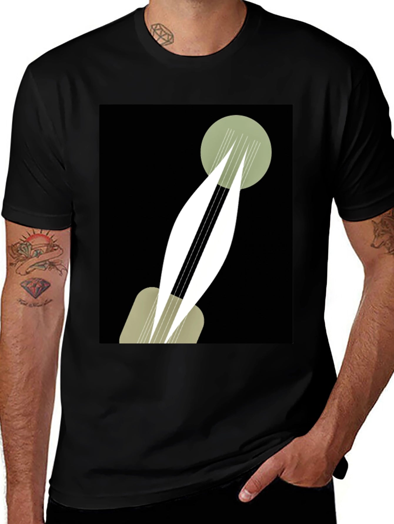 Abstract Geometric Guitar T-Shirt - Modern Art Design