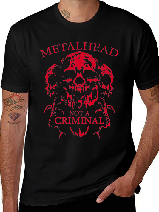 Metalhead Not a Criminal T-Shirt - Skull Design