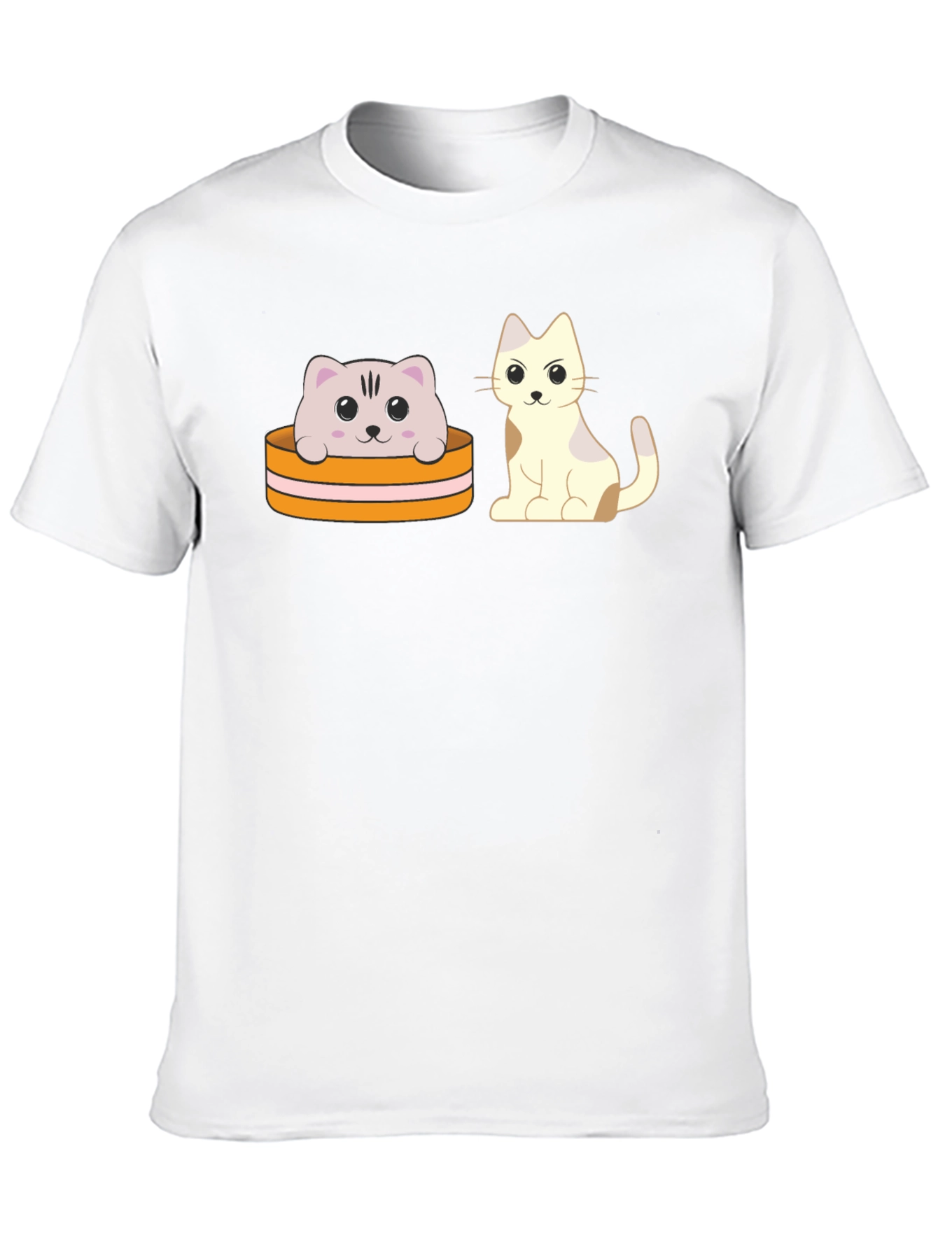 Cute Cartoon Cat T-Shirt - Unisex Black Tee