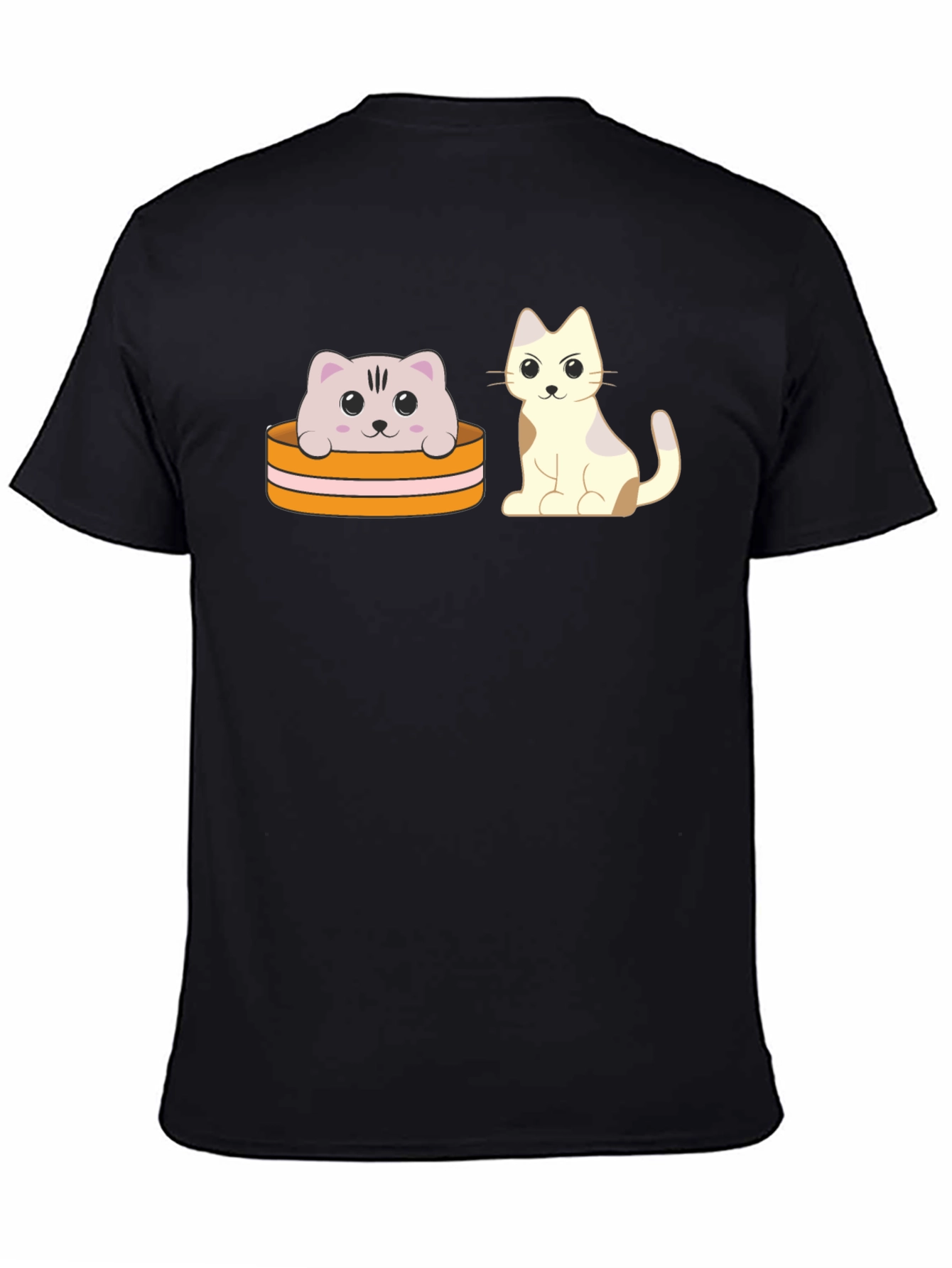 Cute Cartoon Cat T-Shirt - Unisex Black Tee