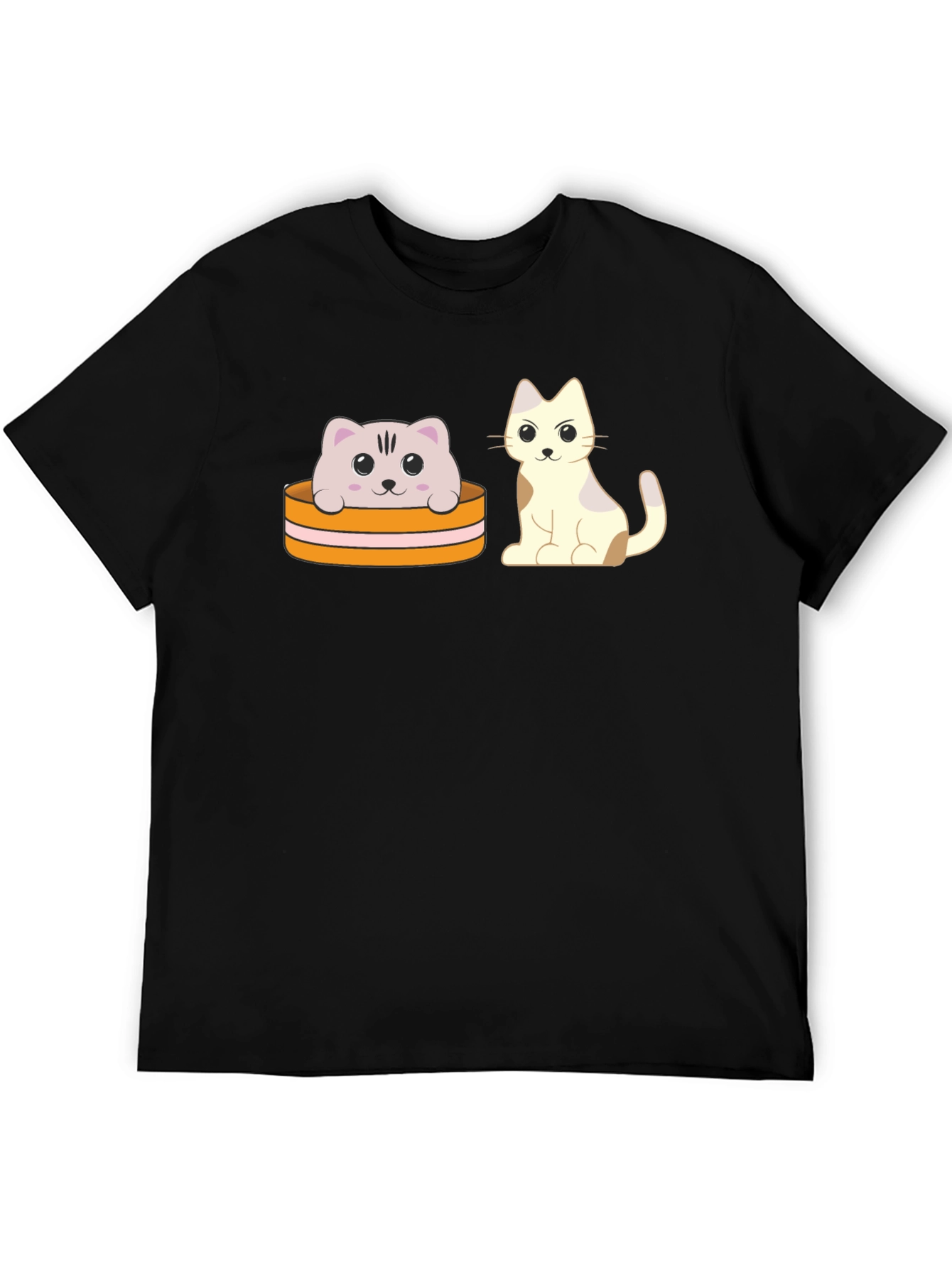 Cute Cartoon Cat T-Shirt - Unisex Black Tee