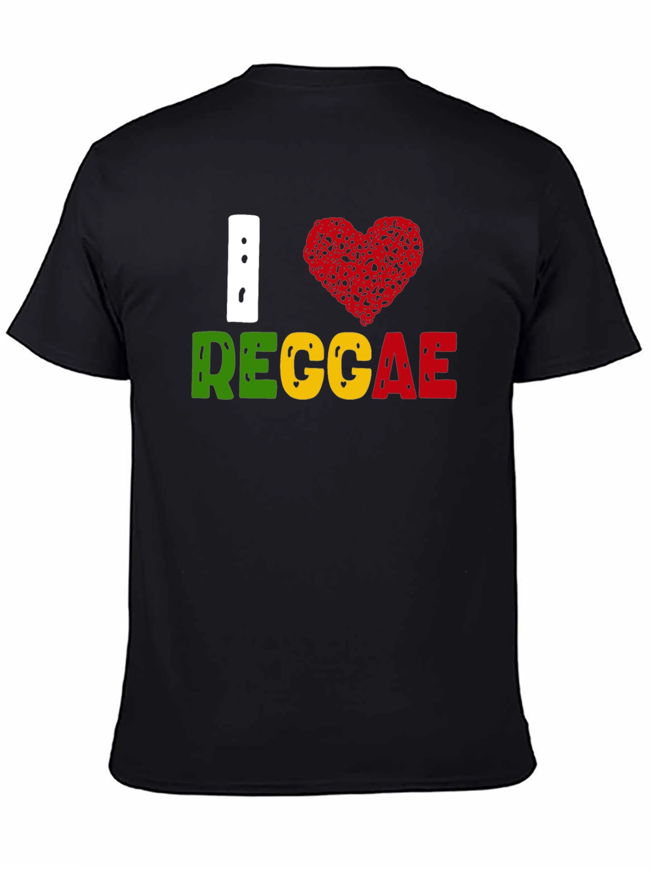 I Love Reggae T-Shirt Black Cotton