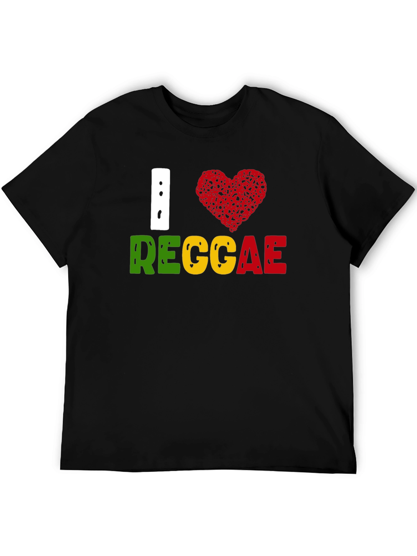 I Love Reggae T-Shirt Black Cotton