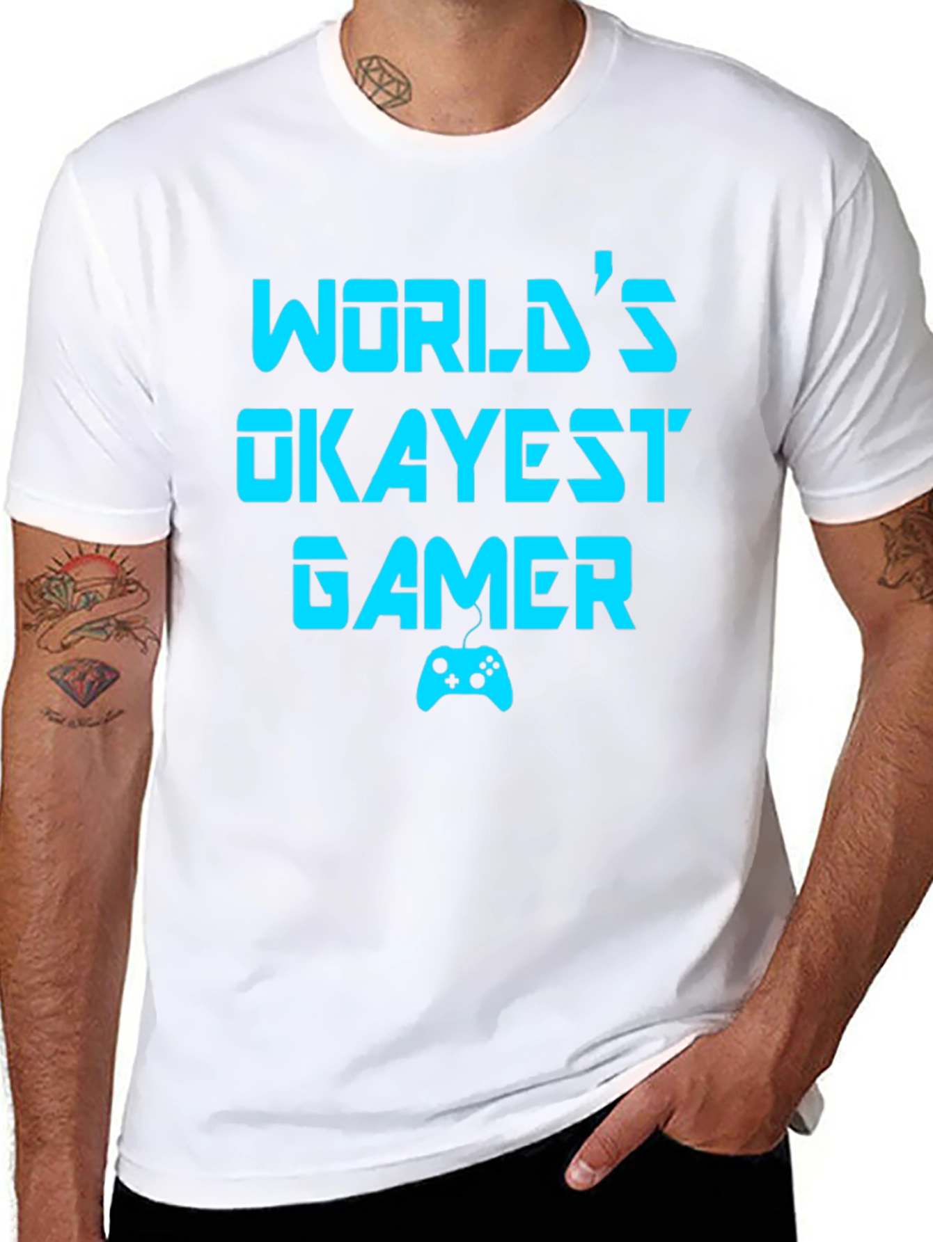 Worlds Okayest Gamer T-Shirt - Funny Gaming Tee