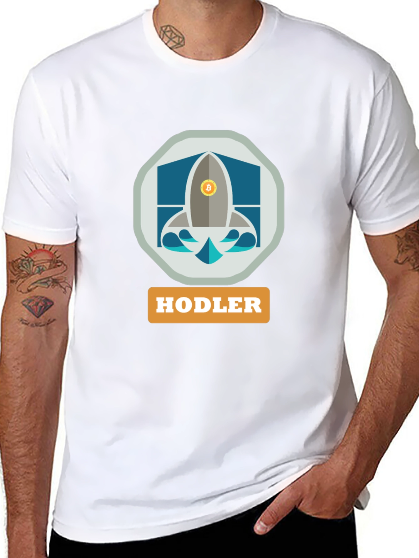 HODLER Bitcoin Rocket Black T-Shirt