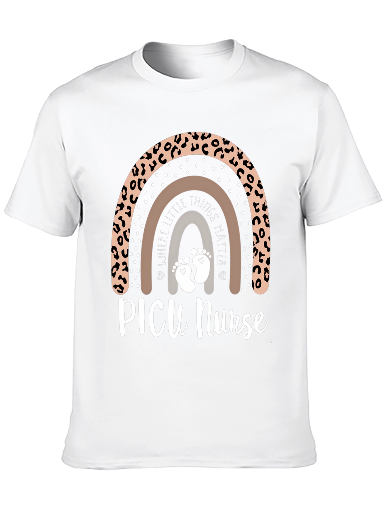 PICU Nurse Leopard Rainbow T-Shirt
