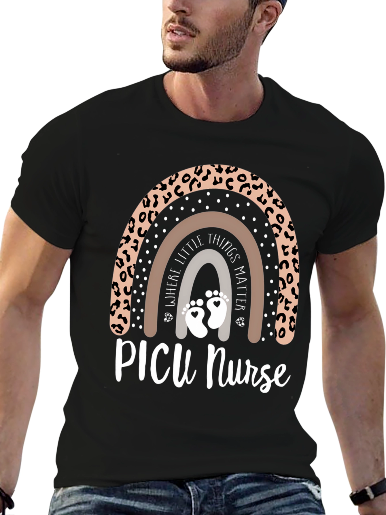 PICU Nurse Leopard Rainbow T-Shirt