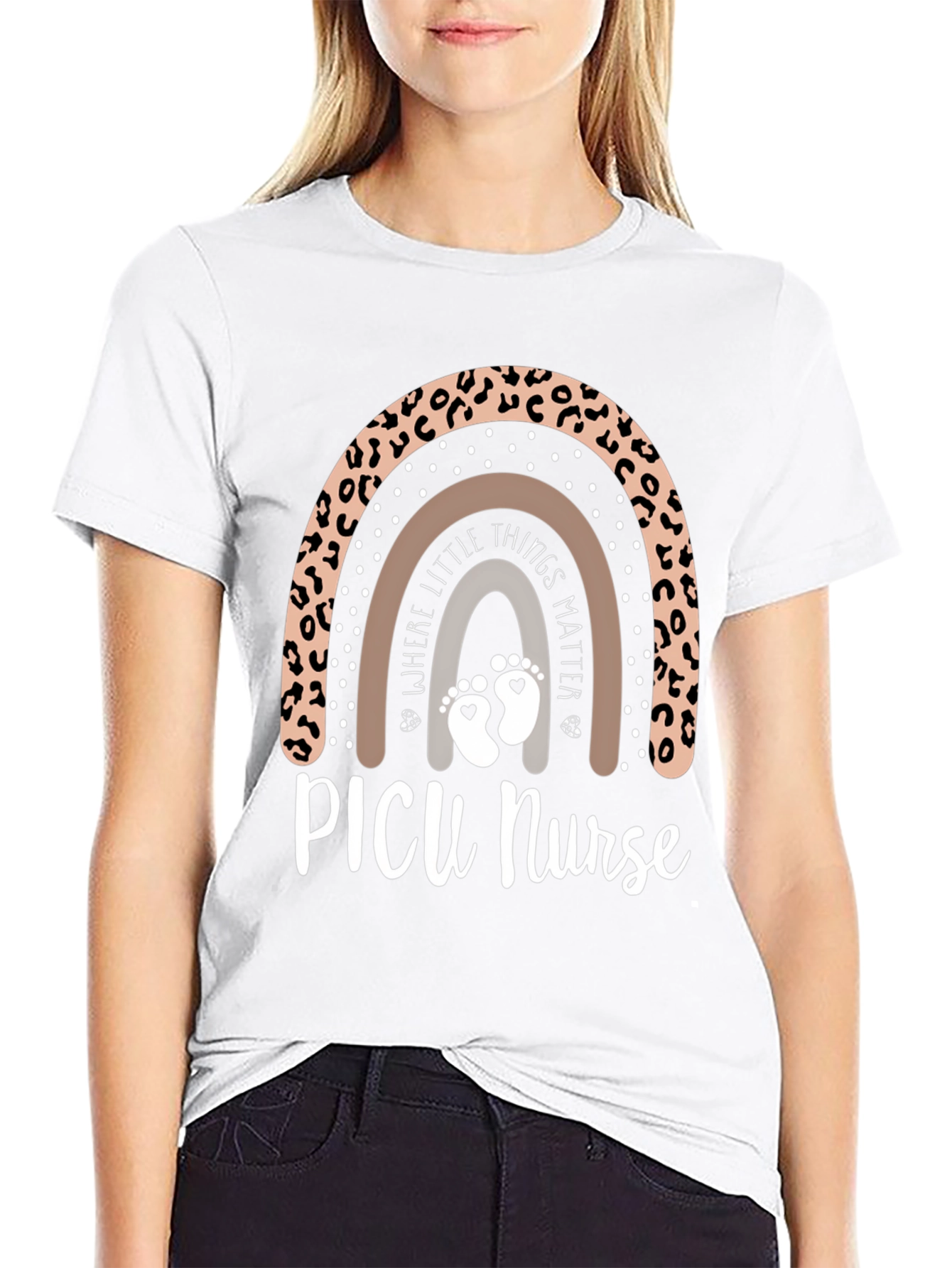 PICU Nurse Leopard Rainbow T-Shirt