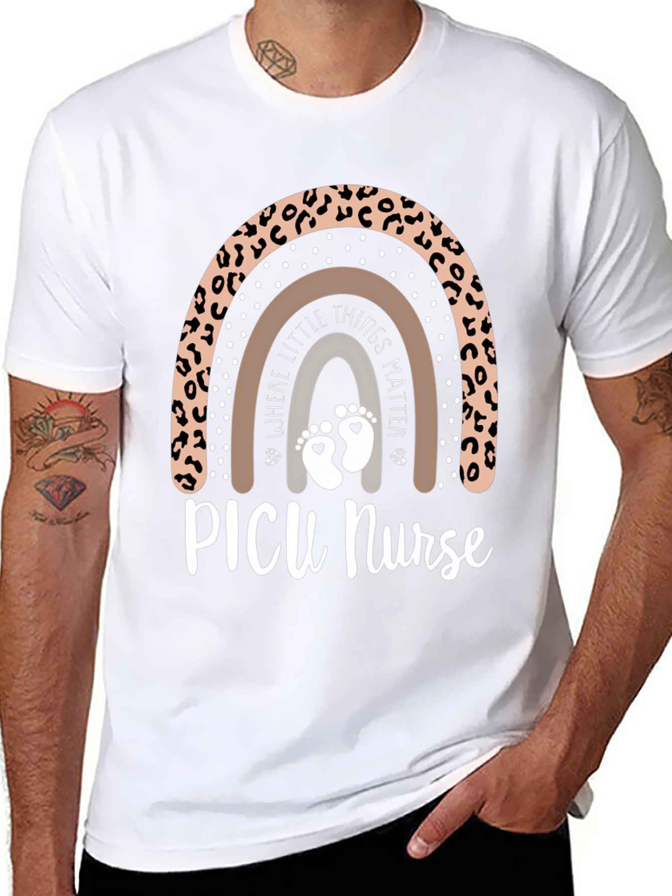PICU Nurse Leopard Rainbow T-Shirt