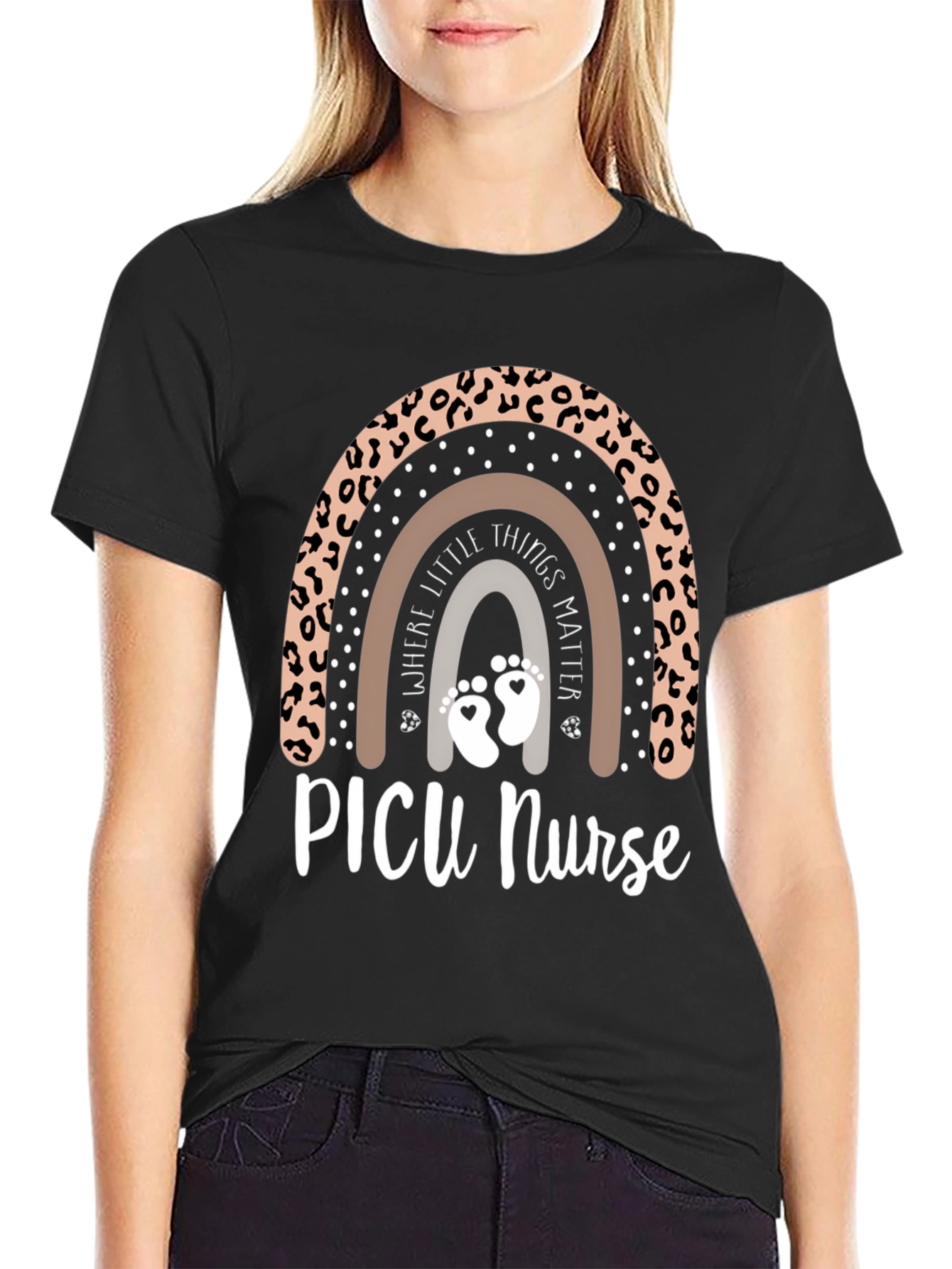 PICU Nurse Leopard Rainbow T-Shirt