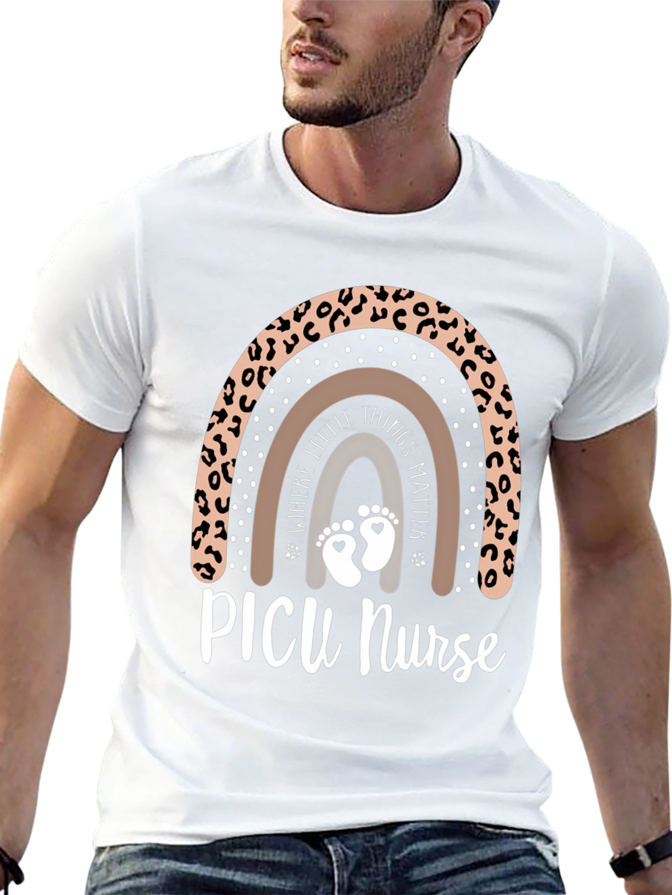 PICU Nurse Leopard Rainbow T-Shirt