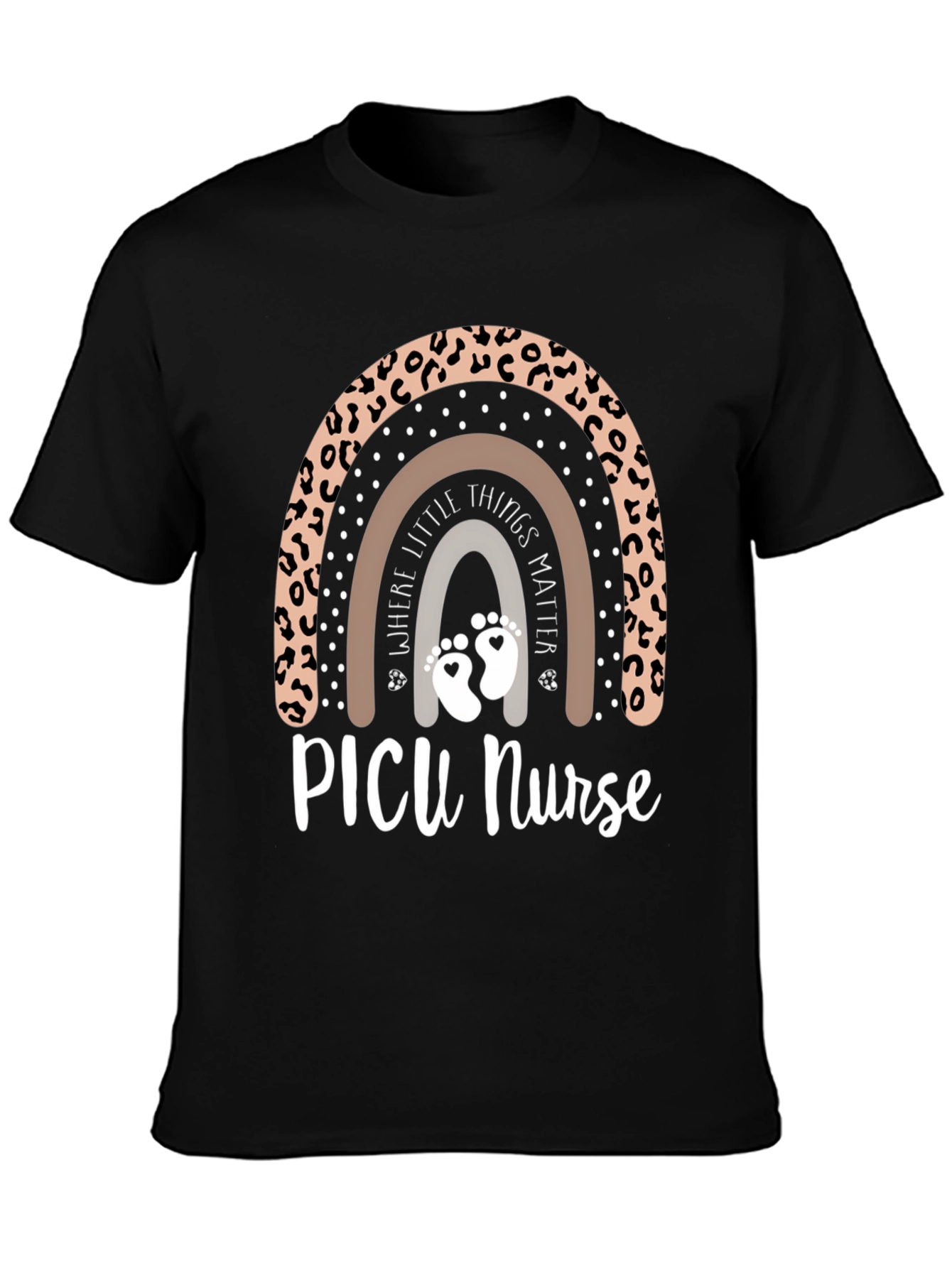 PICU Nurse Leopard Rainbow T-Shirt