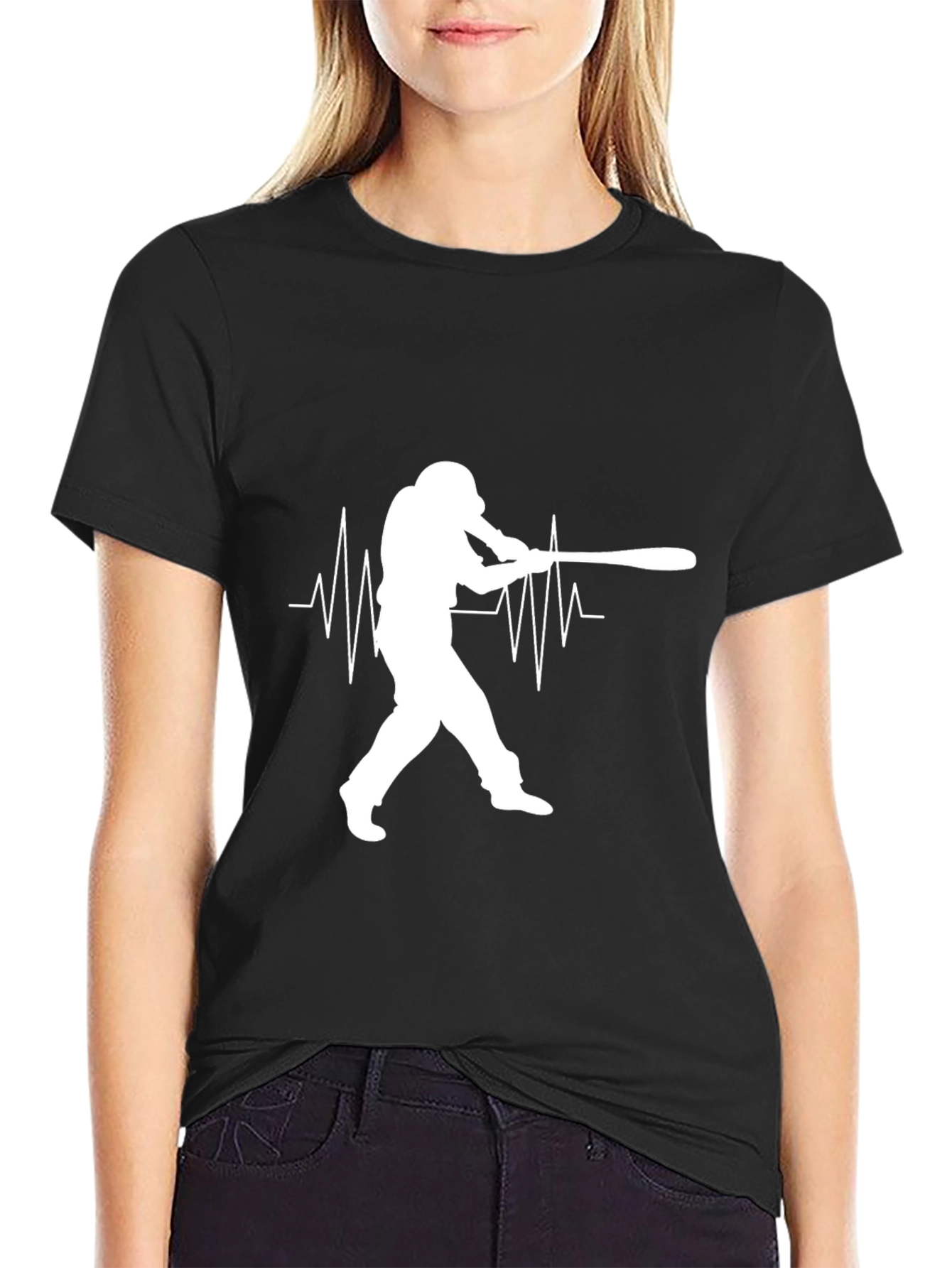 Baseball Heartbeat Tee - Black T-Shirt