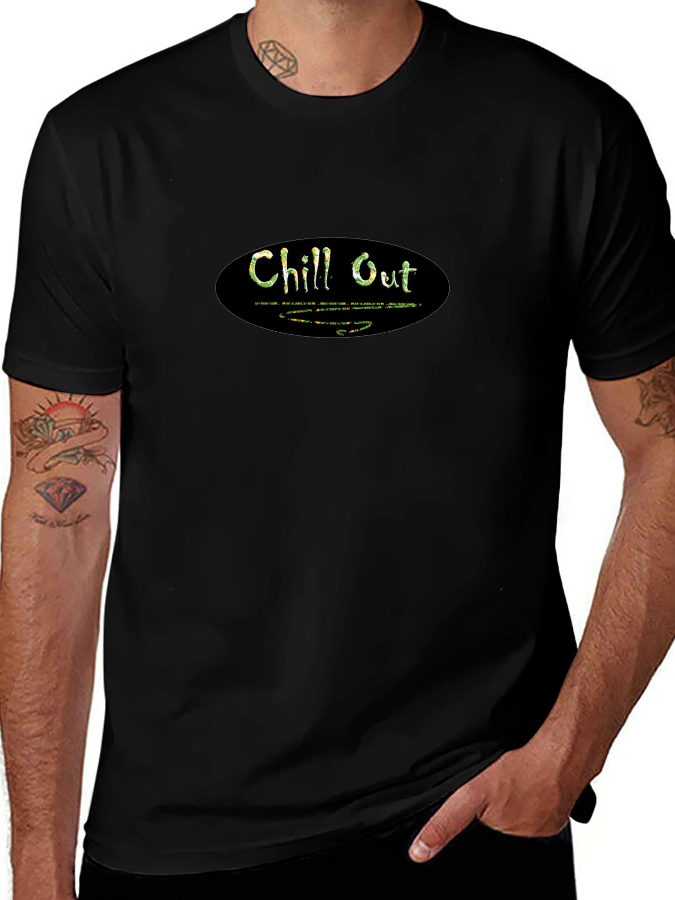Chill Out Black Graphic T-Shirt - Relaxed Comfort