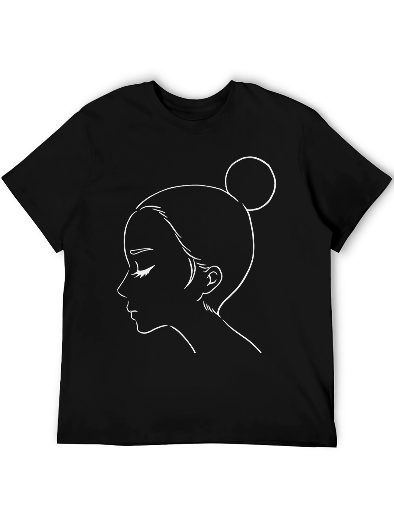 Minimalist Woman Portrait Black T-Shirt