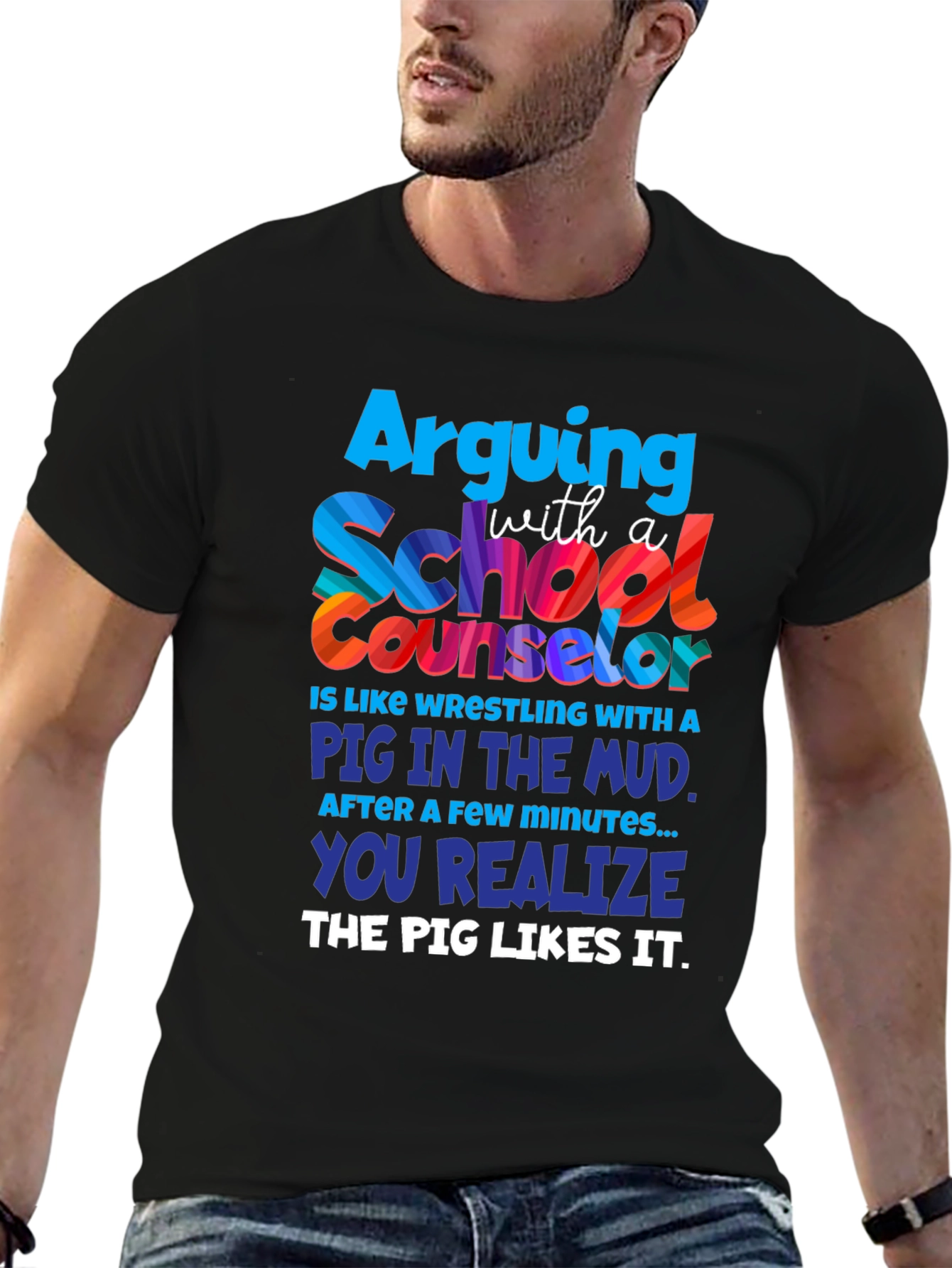 School Counselor Pig Mud T-Shirt