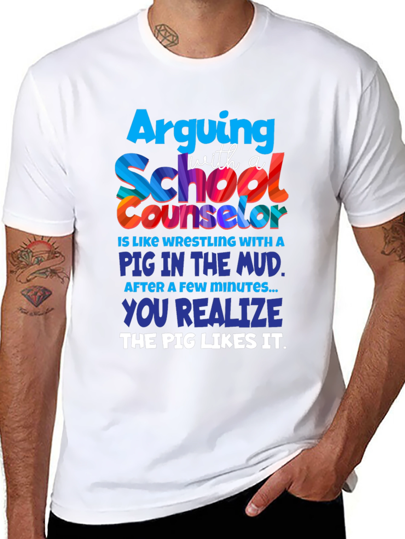 School Counselor Pig Mud T-Shirt