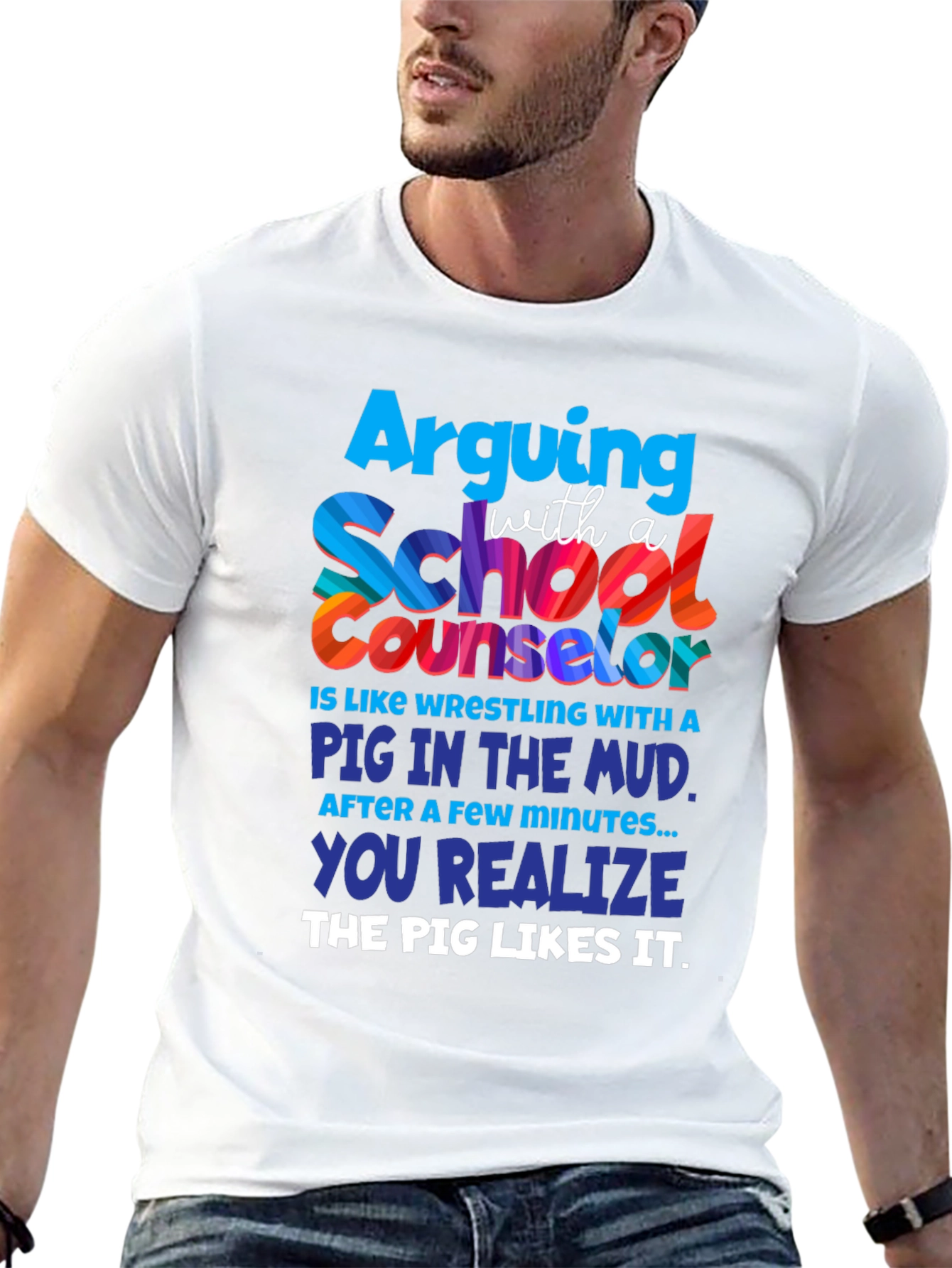 School Counselor Pig Mud T-Shirt