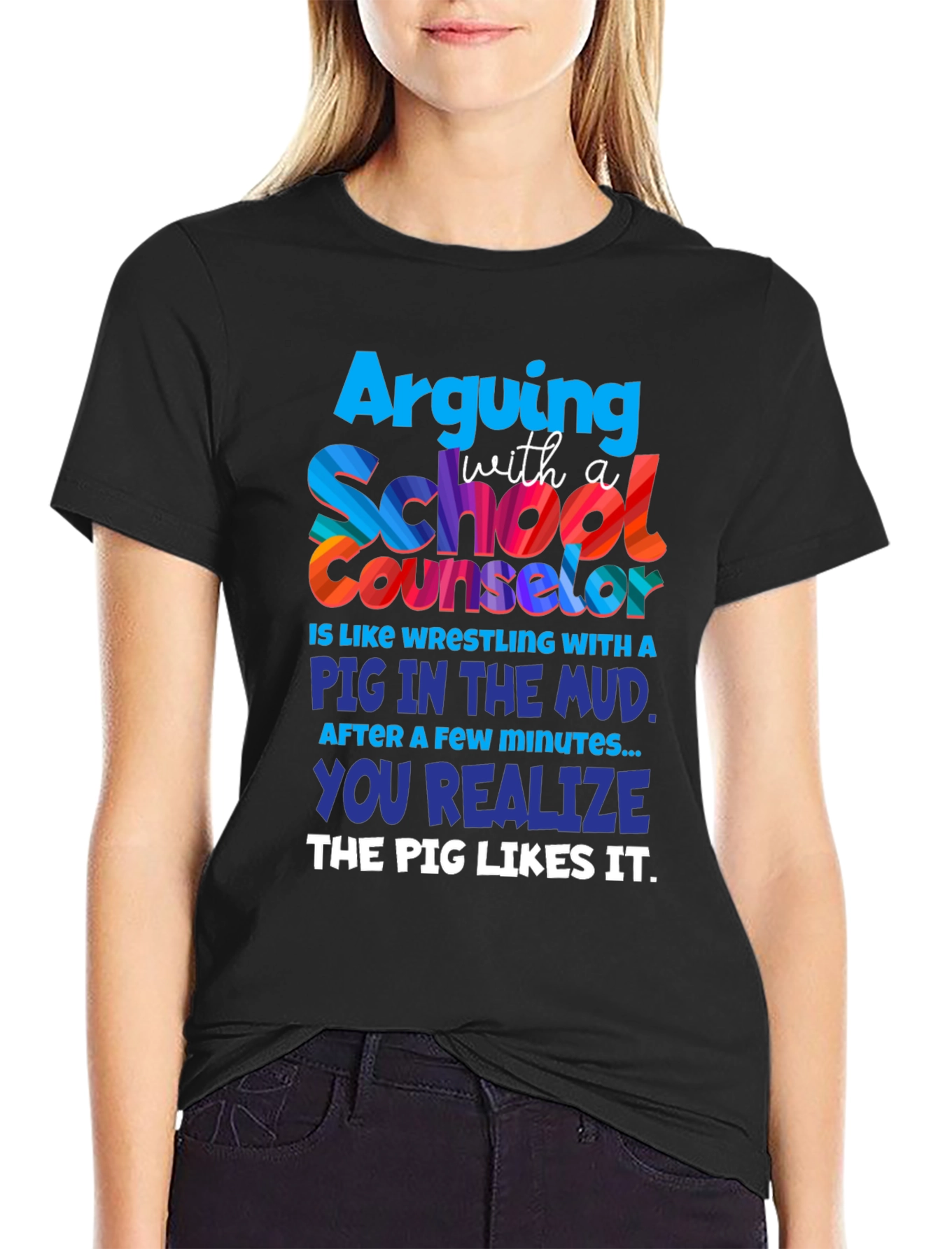 School Counselor Pig Mud T-Shirt