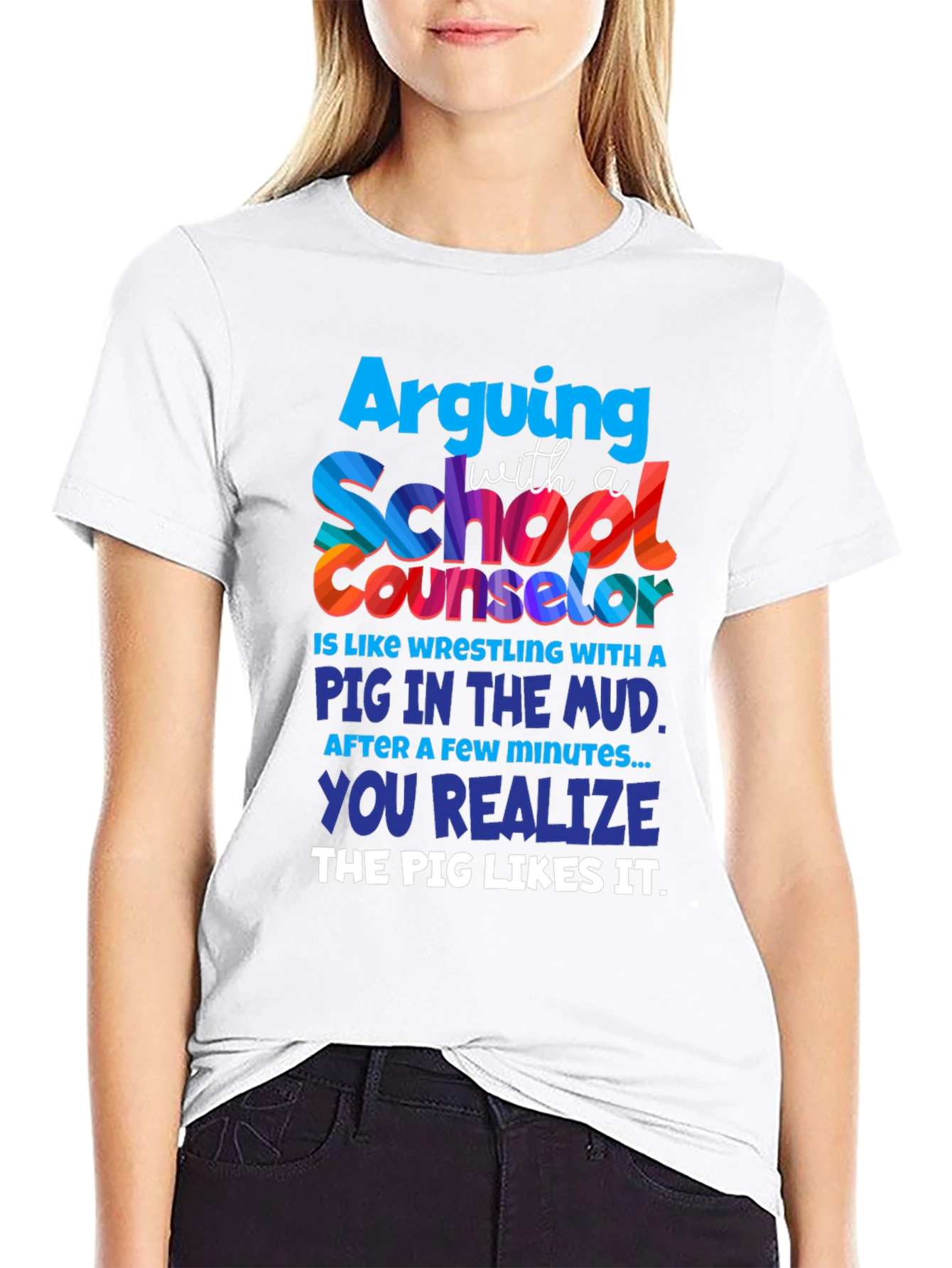 School Counselor Pig Mud T-Shirt