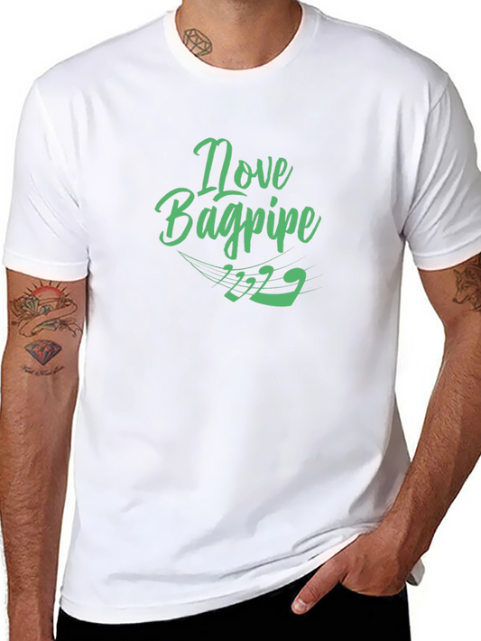 I Love Bagpipe Black T-Shirt - Unique Design
