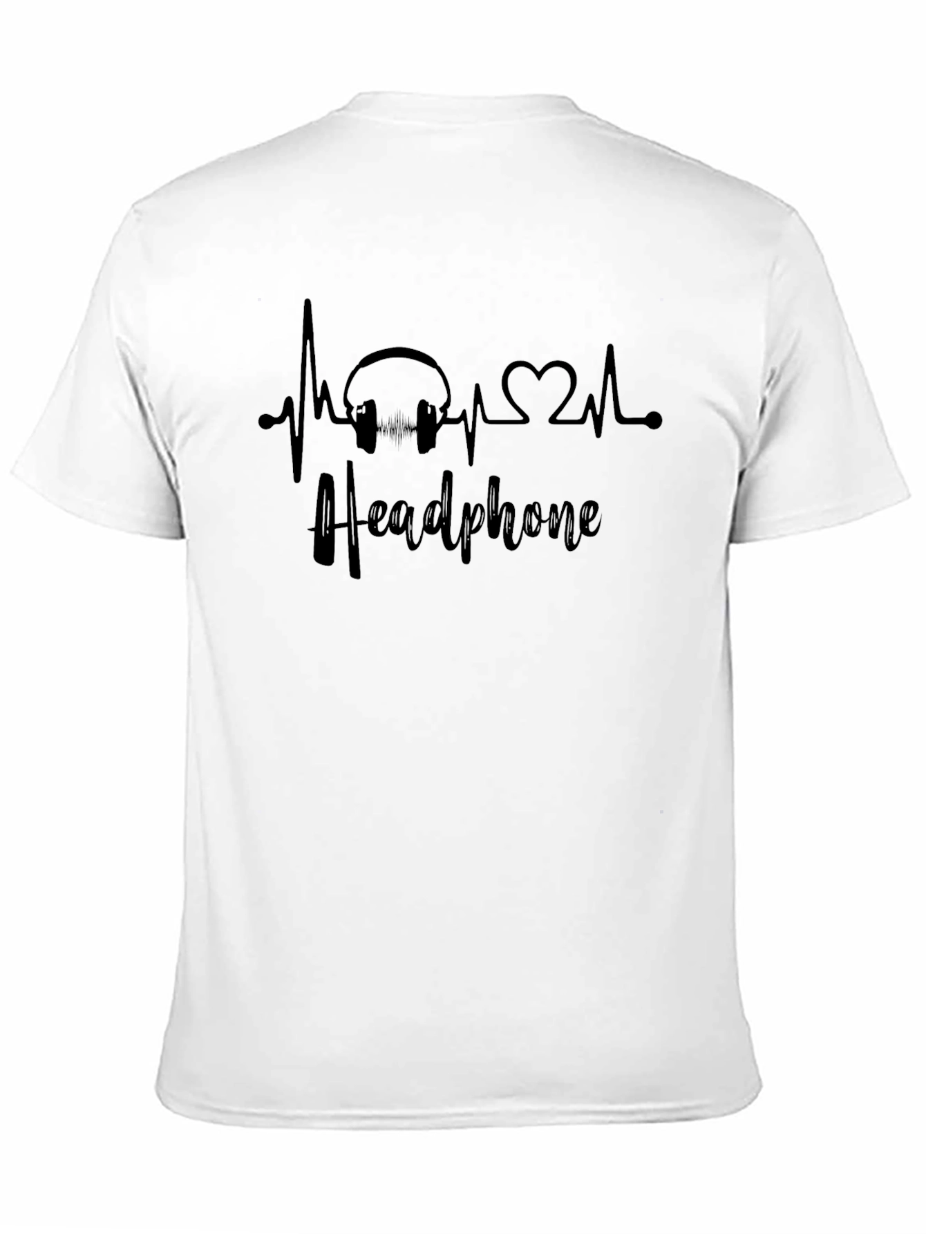 Headphone Heartbeat Black T-Shirt - Music Lover Tee