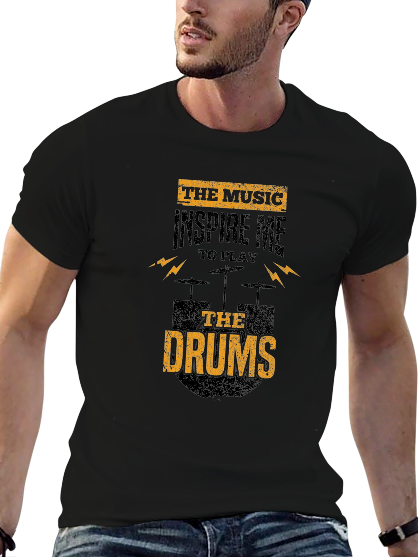 Inspiring Music Drums Black T-Shirt