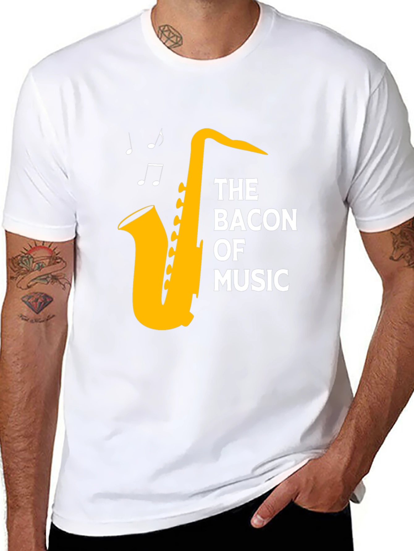 The Bacon of Music Saxophone T-Shirt - Black